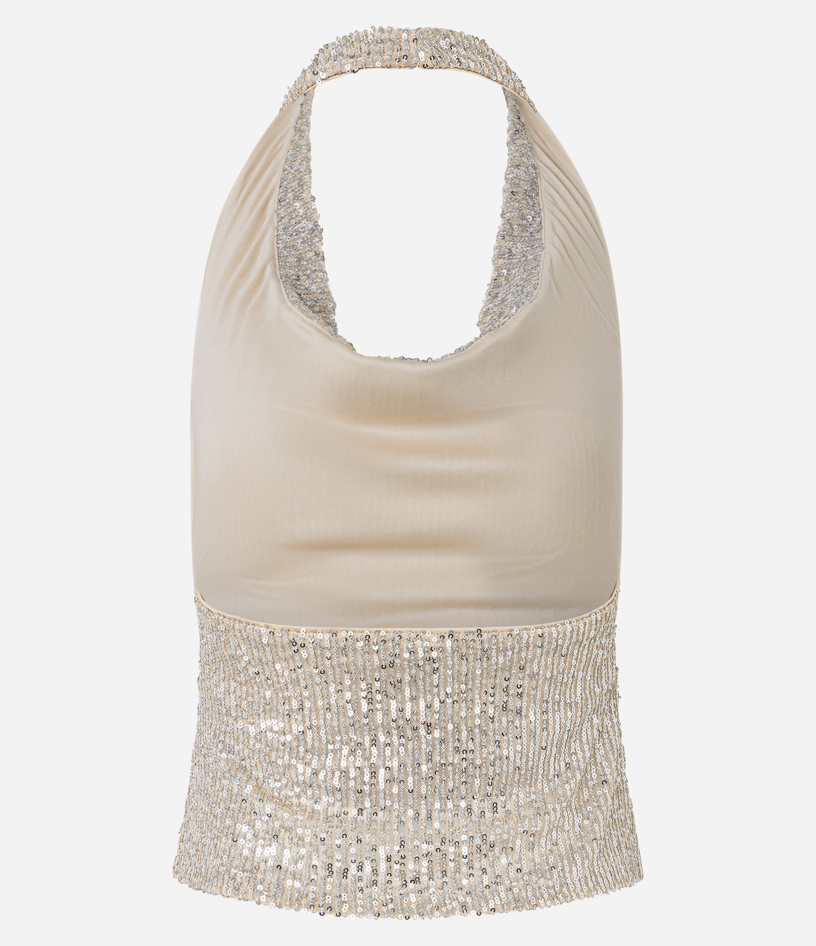 Blusa Frente Única em Paetê com Decote Degagê Prata 4