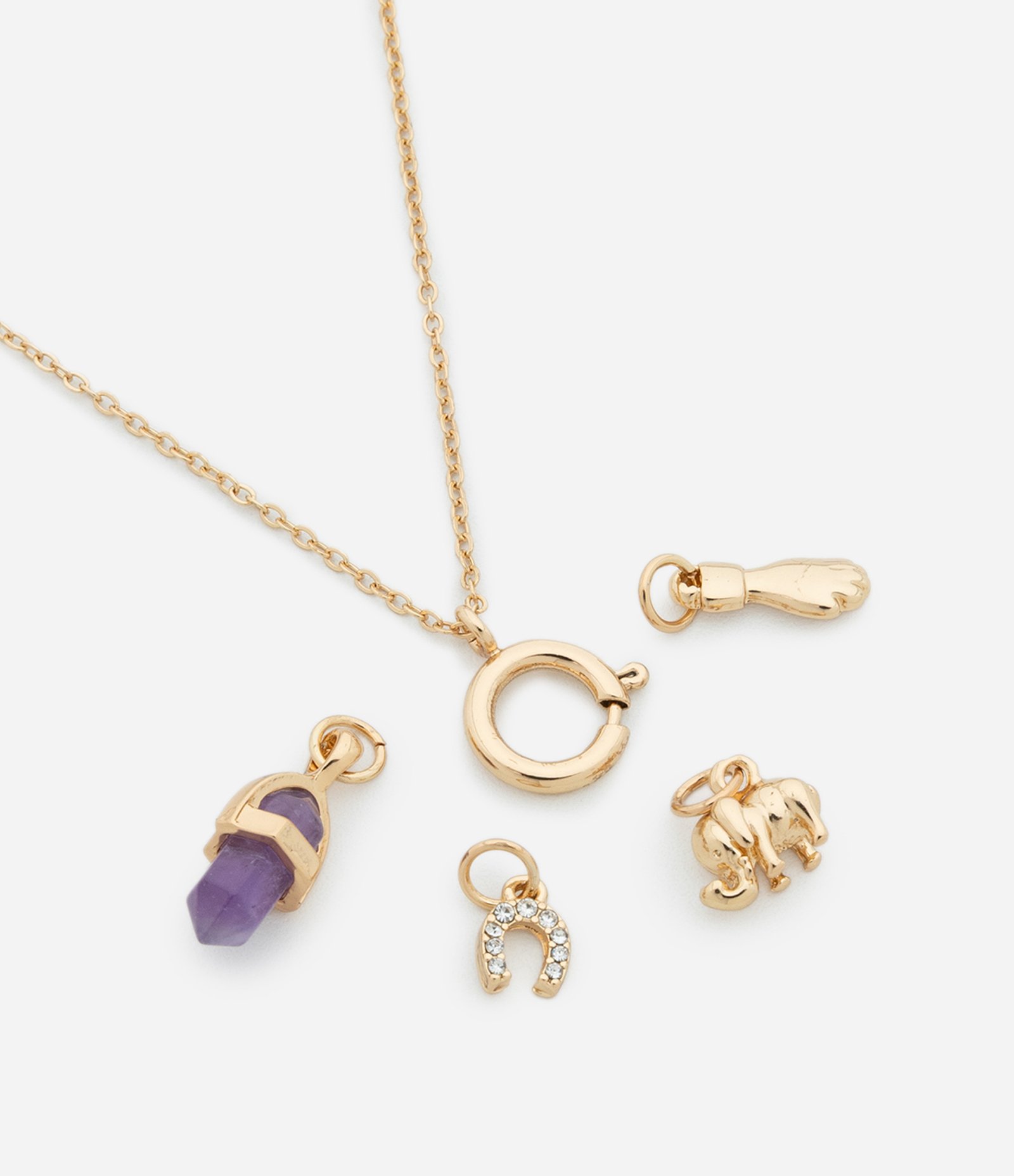 Colar Curto com 04 Trocas de Pingentes Follheado Dourado 3