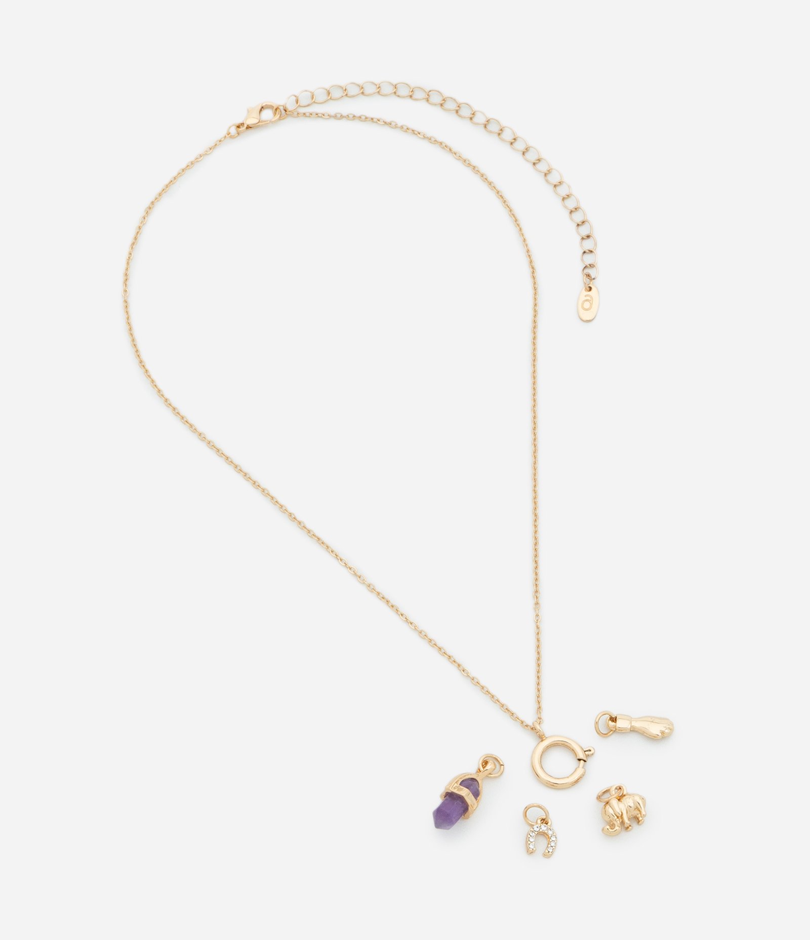 Colar Curto com 04 Trocas de Pingentes Follheado Dourado 4