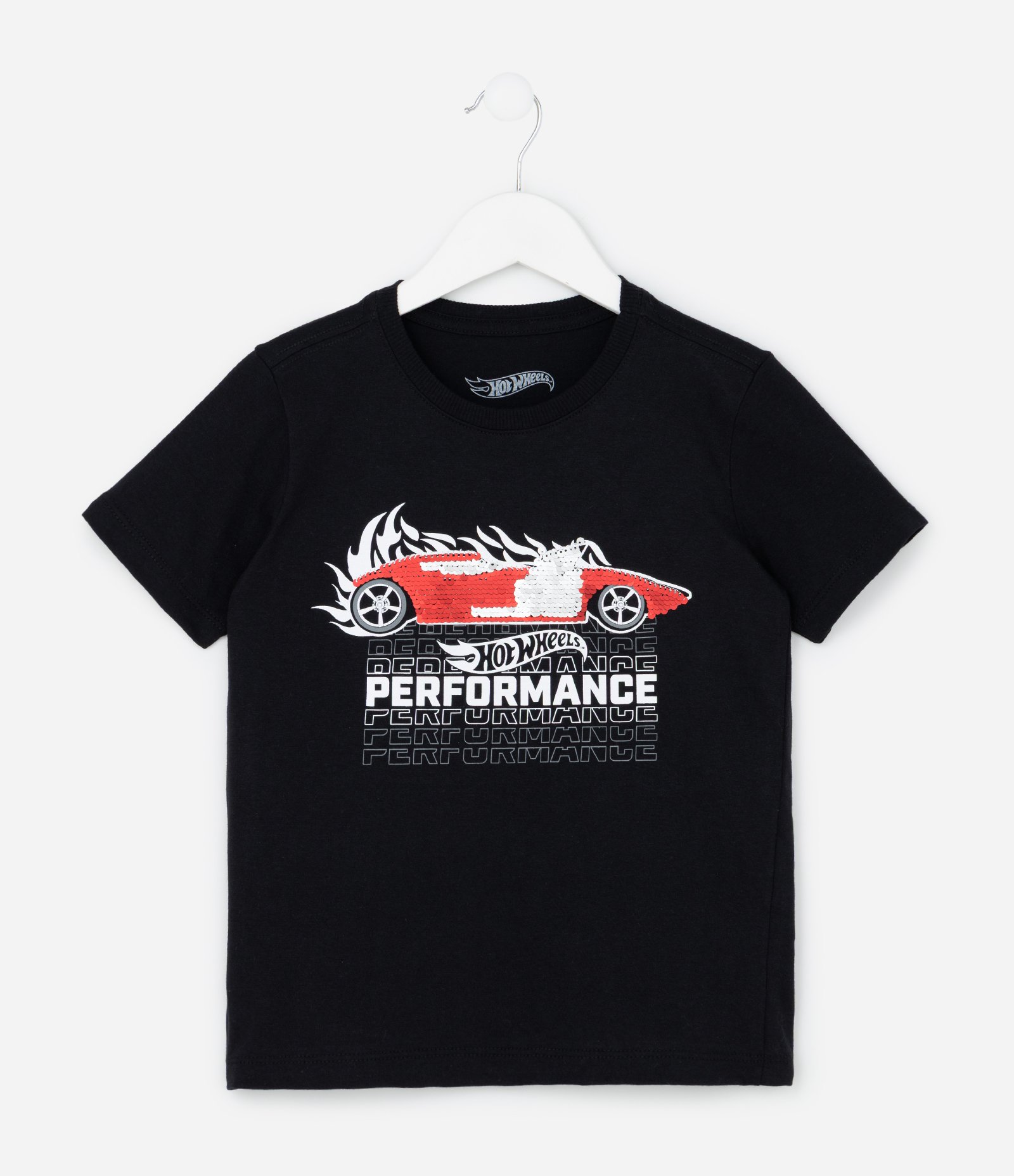 Camiseta Infantil com Estampa Hot Wheels Interativa em Paetê - Tam 4 a 10 anos Preto 2