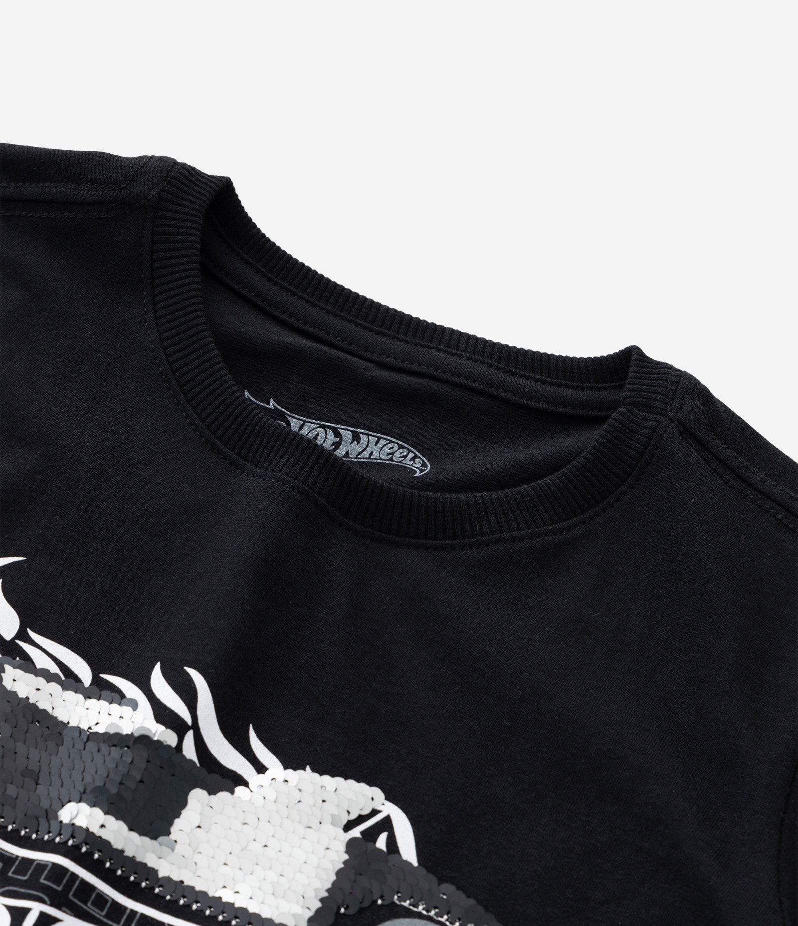 Camiseta Infantil com Estampa Hot Wheels Interativa em Paetê - Tam 4 a 10 anos Preto 5