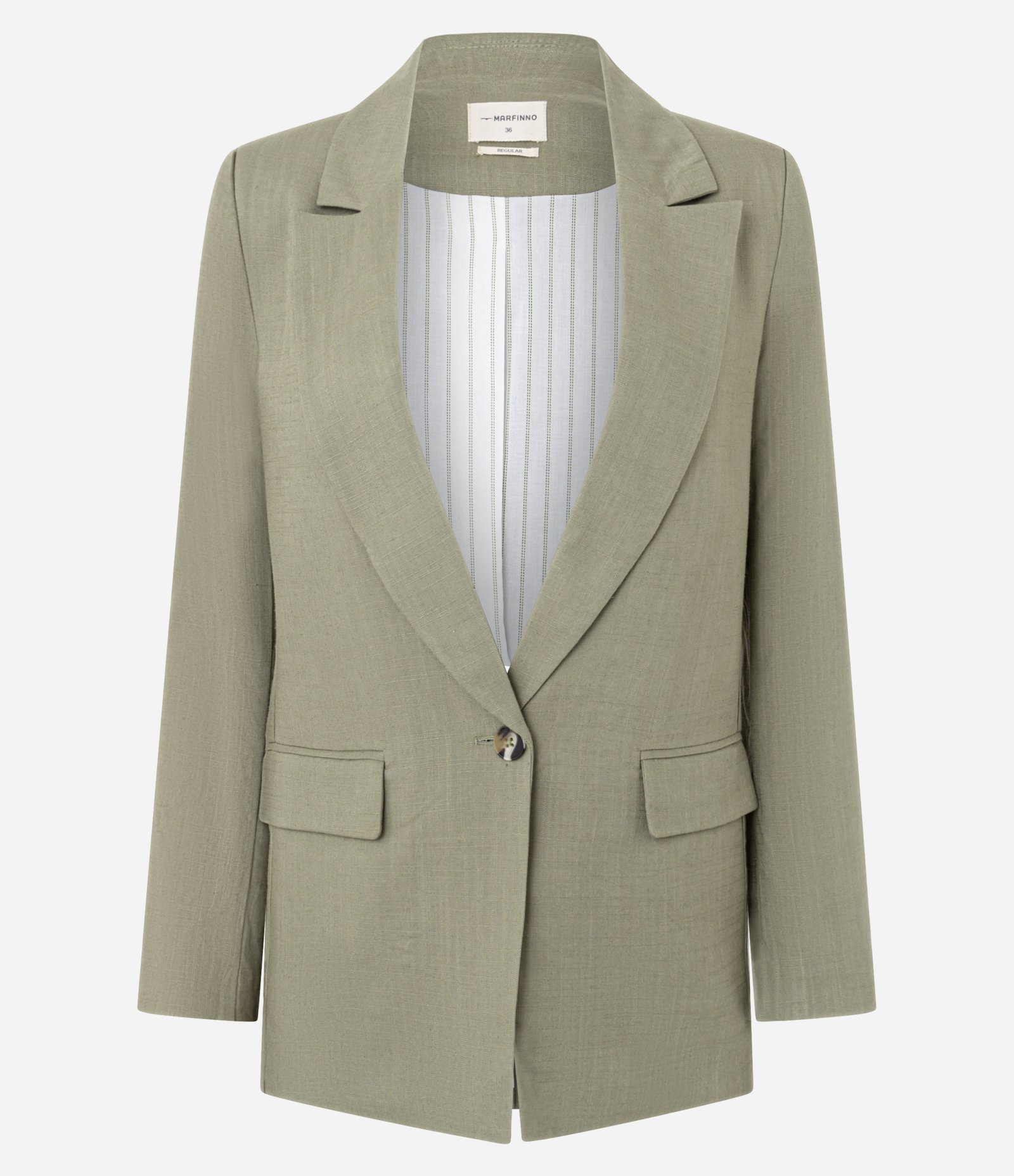 Blazer em Viscolinho com Lapelas e Botão Único Verde 5