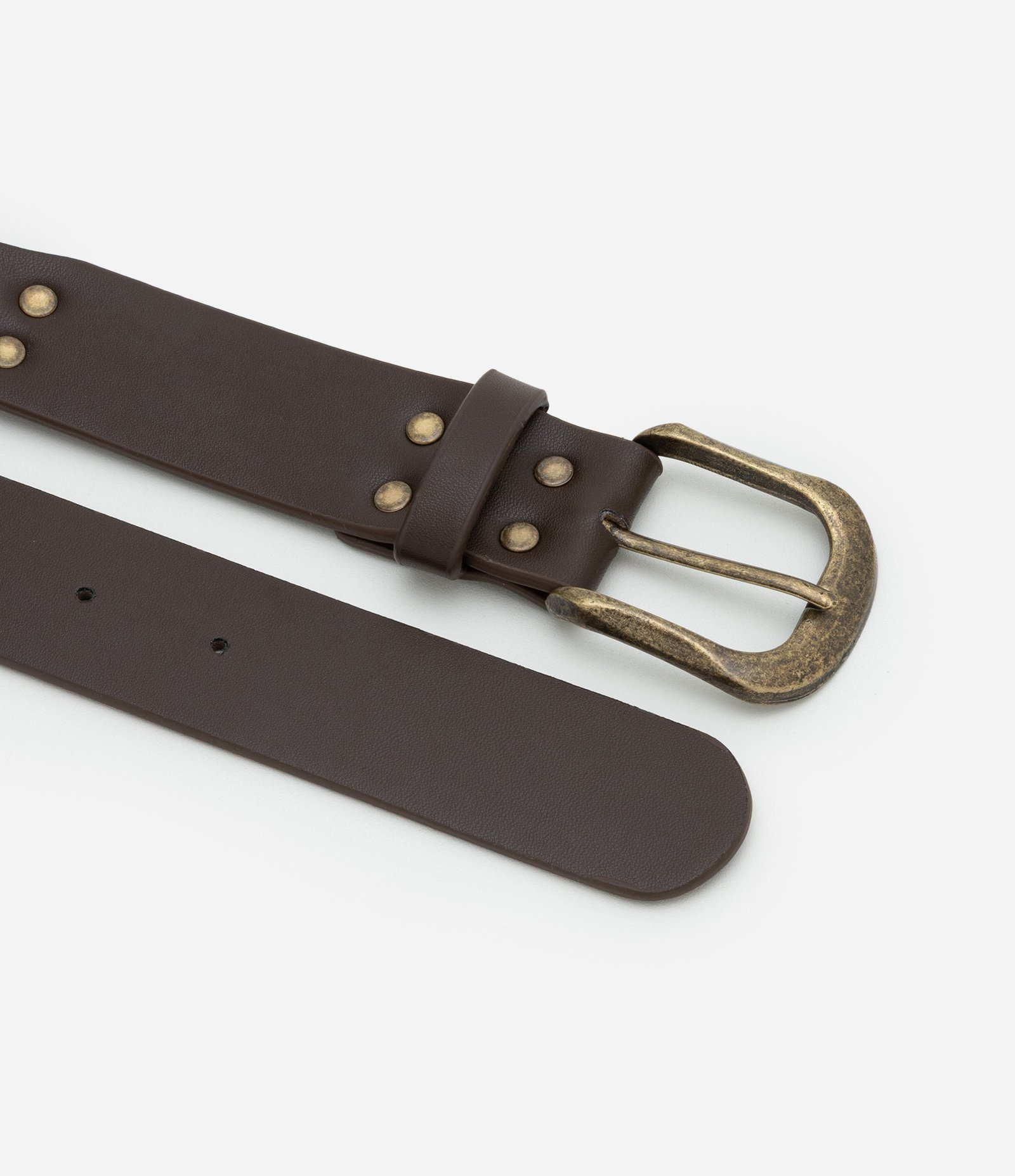 Cinto Boho Médio em PU com Detalhes de Metal Envelhecido Marrom 2