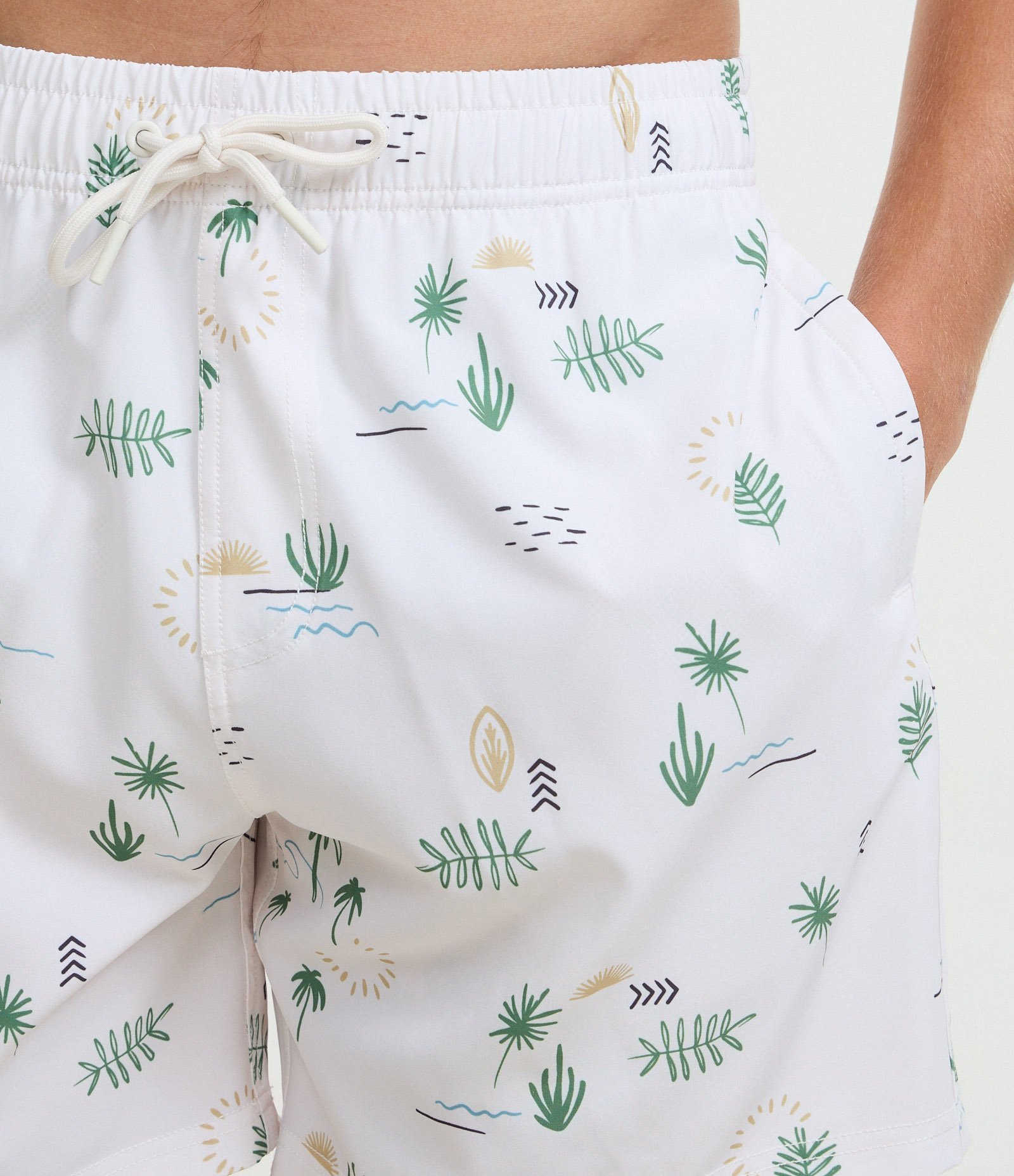 Bermuda de Banho com Estampa de Coqueiros Branco 3