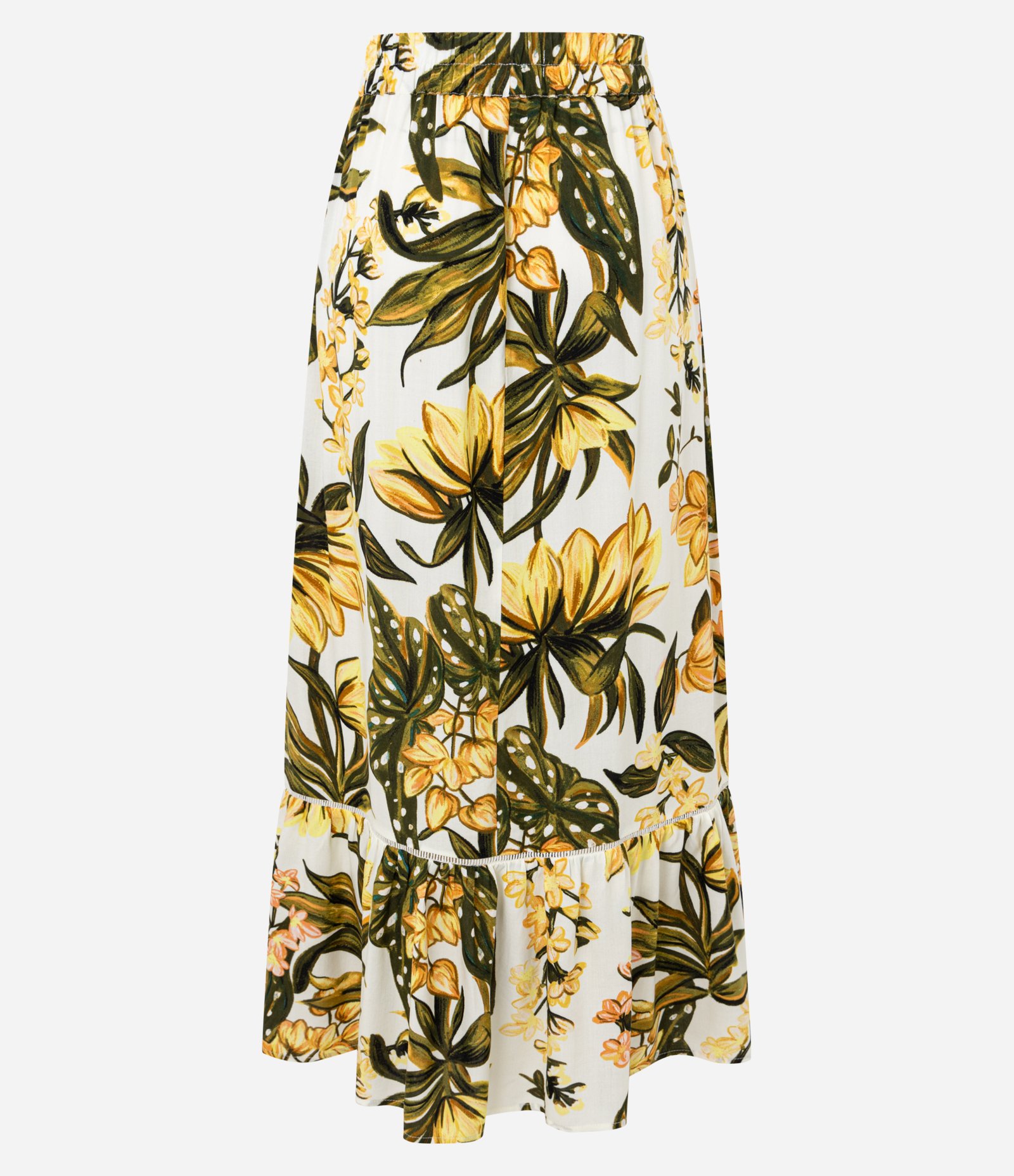 Saia Long Midi em Cambraia com Estampa de Begônias Branco 6