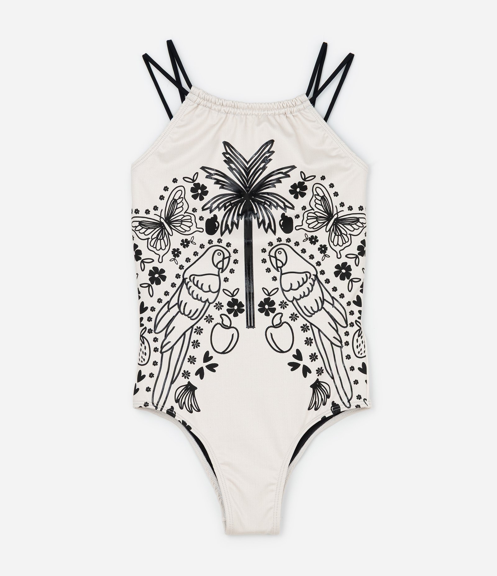 Maiô Infantil com Alças Duplas e Estampa Coqueiro - Tam 5 a 14 Anos Off White 1