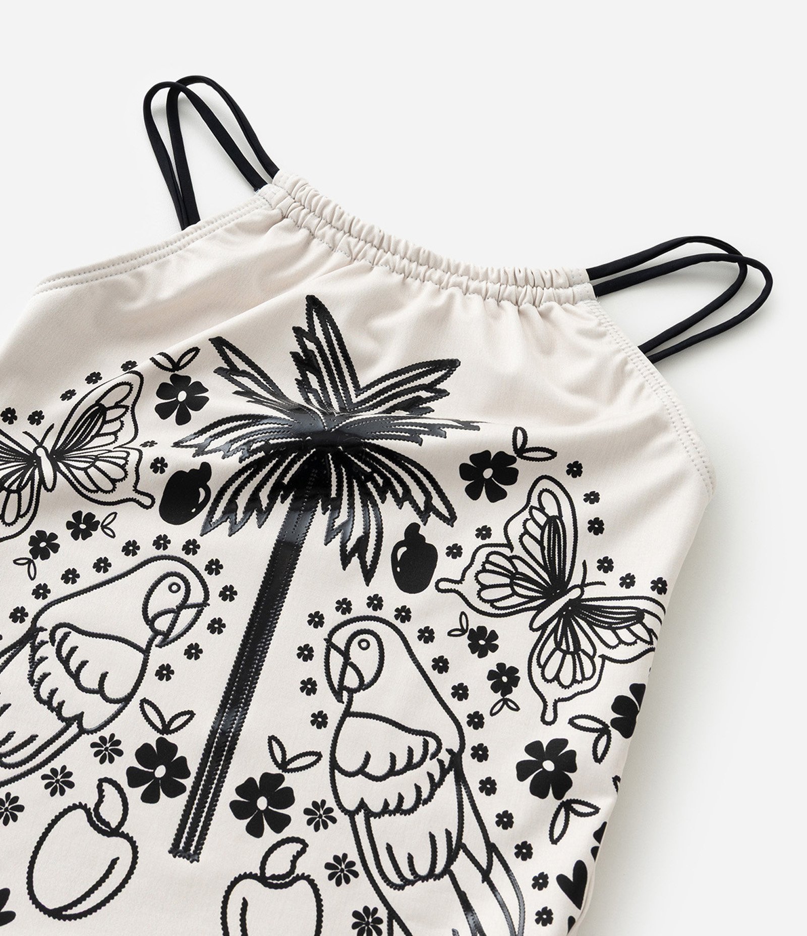 Maiô Infantil com Alças Duplas e Estampa Coqueiro - Tam 5 a 14 Anos Off White 7