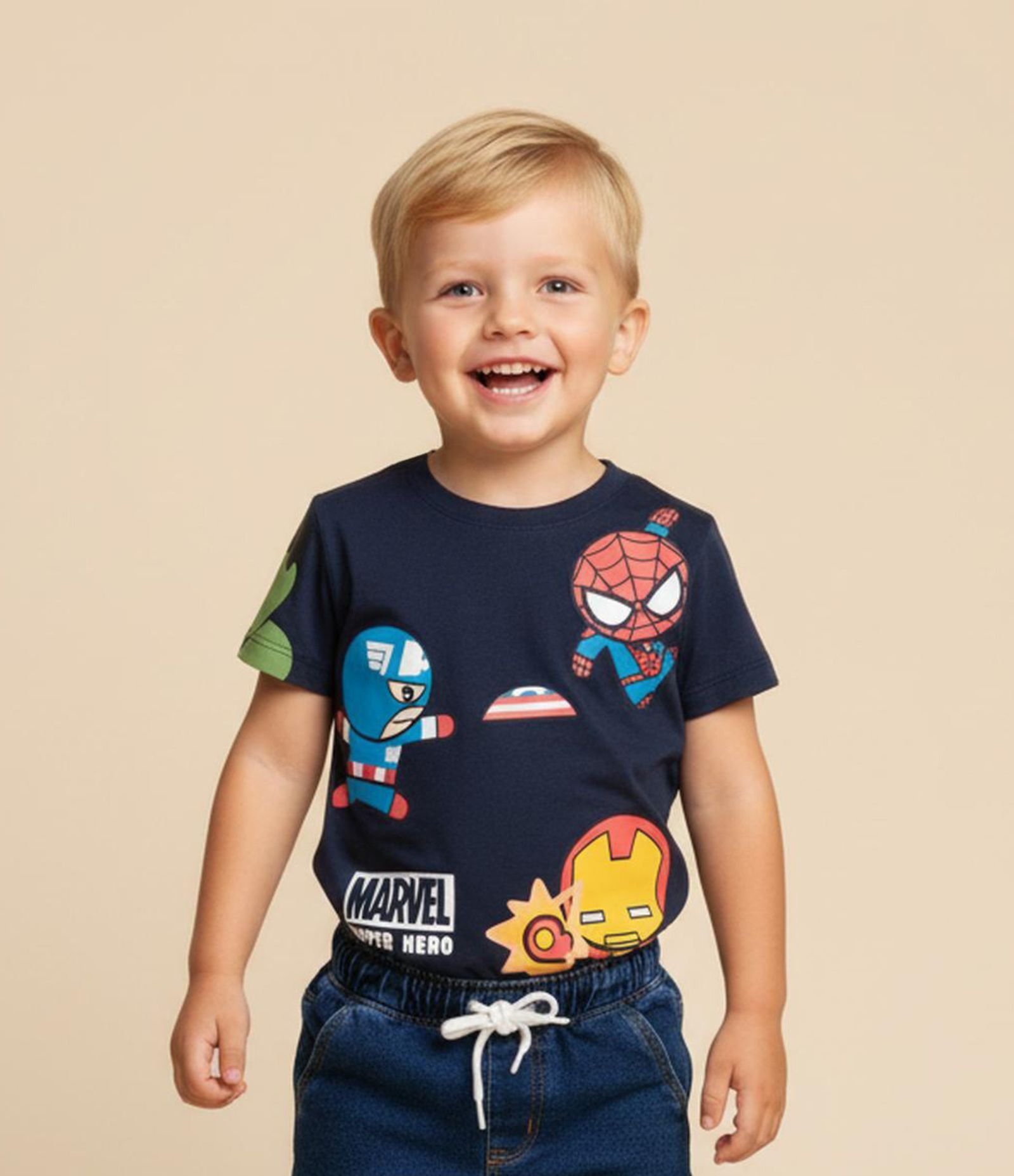 Camiseta Infantil com Estampa Avengers Baby - Tam 2 a 6 Anos Azul 1