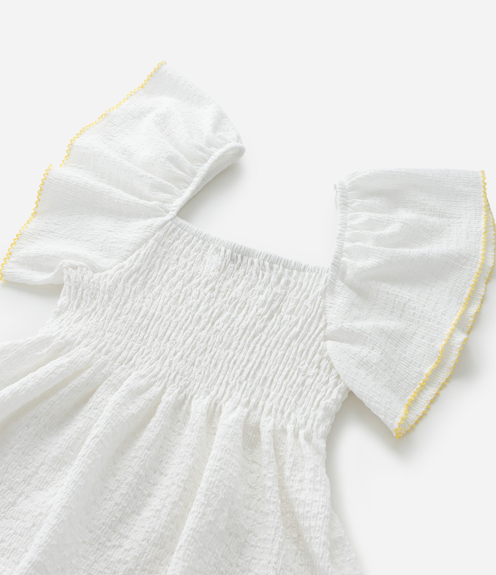 Blusa Infantil com Babados e Viés Contrastante - Tam 7 a 14 Anos Branco 5