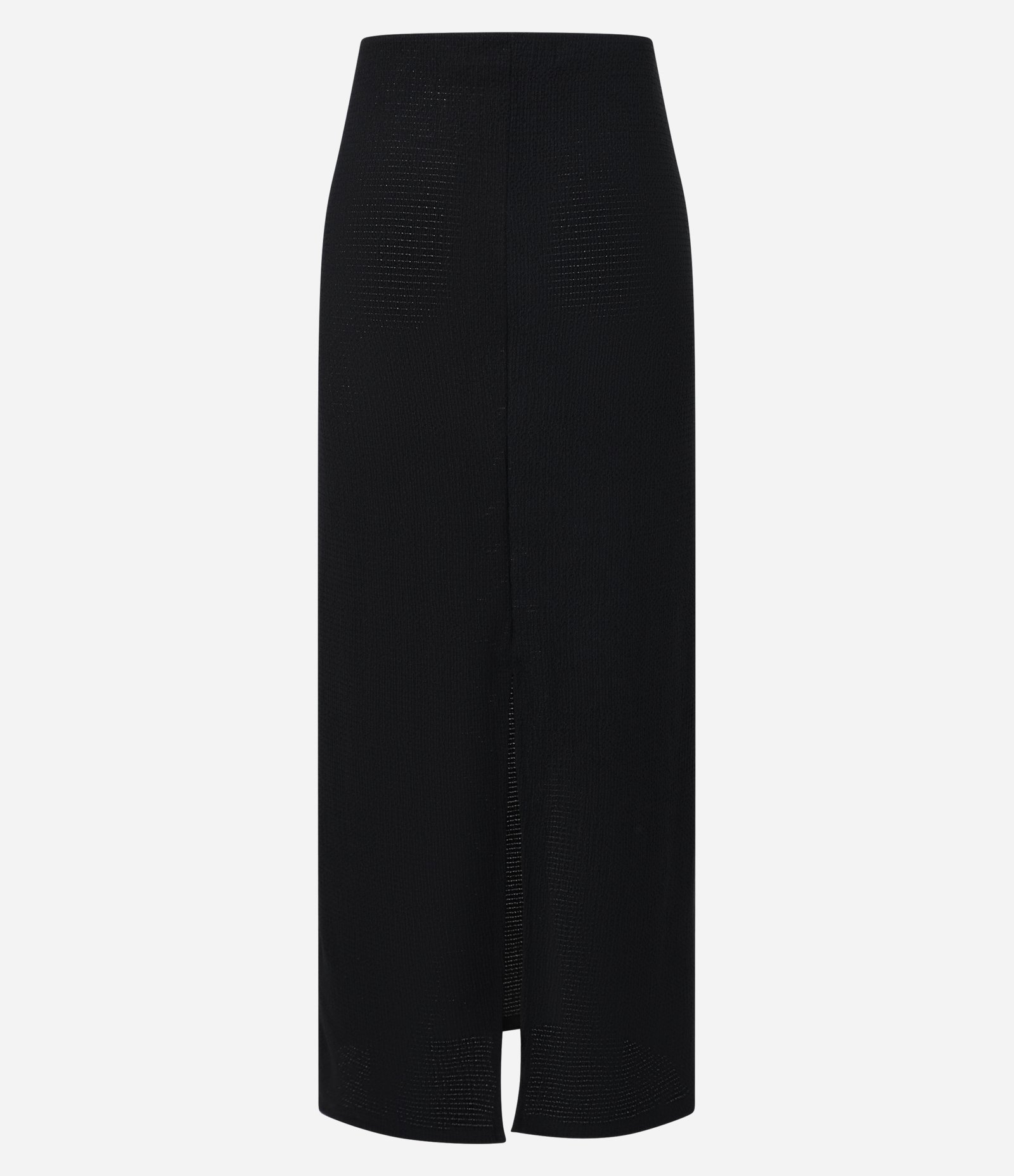 Saia Long Midi Texturizada com Fenda Preto 8