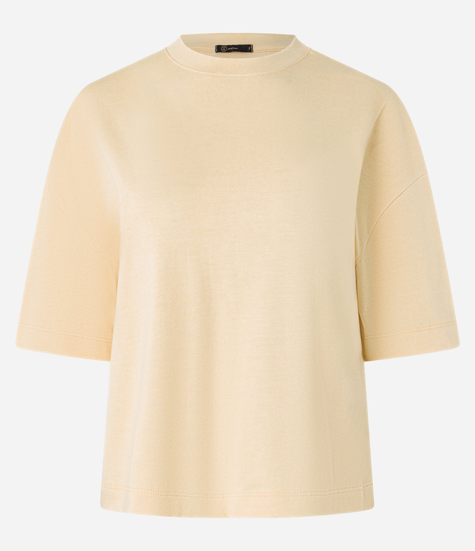 Camiseta Boxy em Algodão com Gola Redonda Amarelo 5