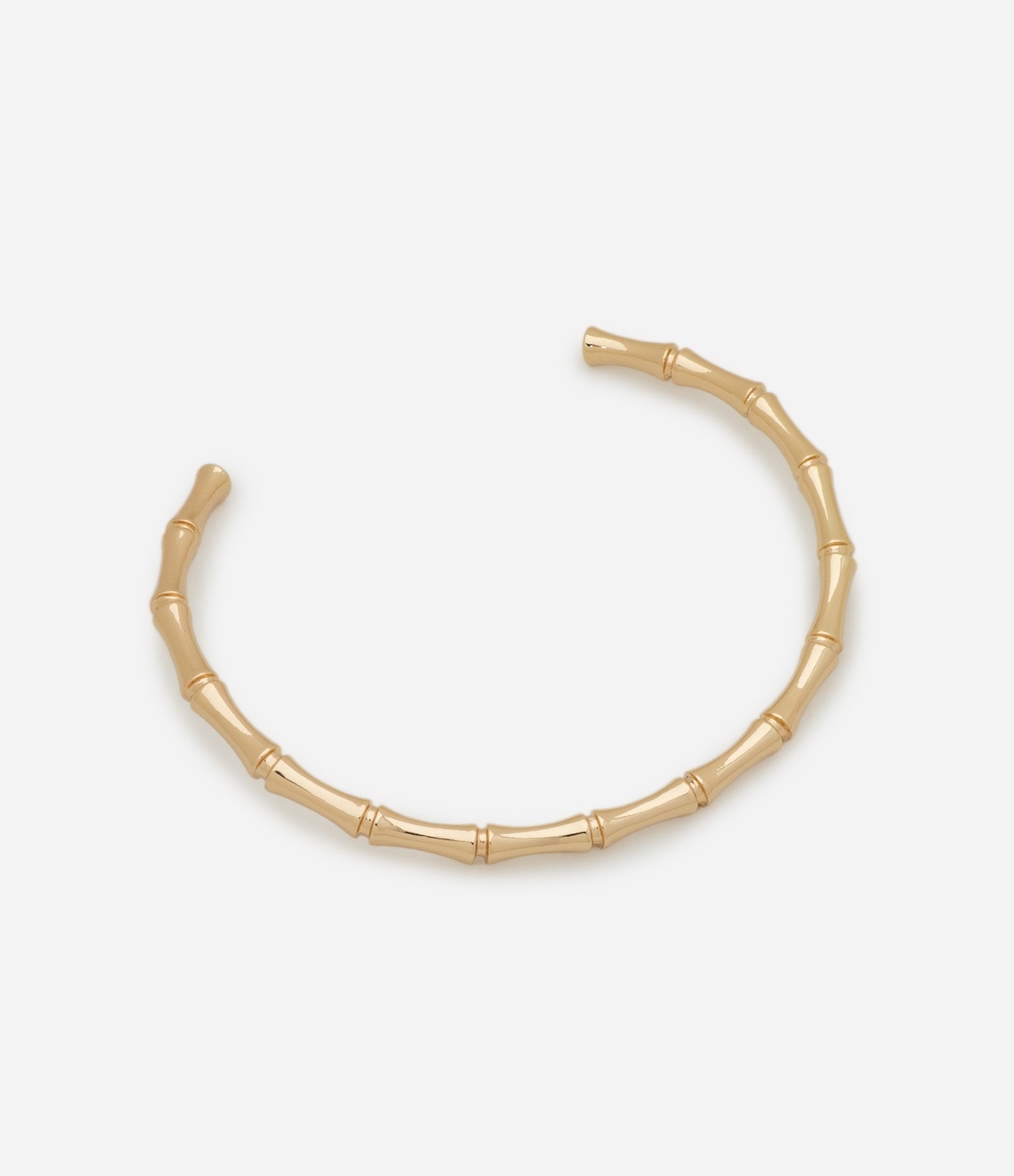 Gargantilha Rígida em Metal com Formato Bambu Dourado 4