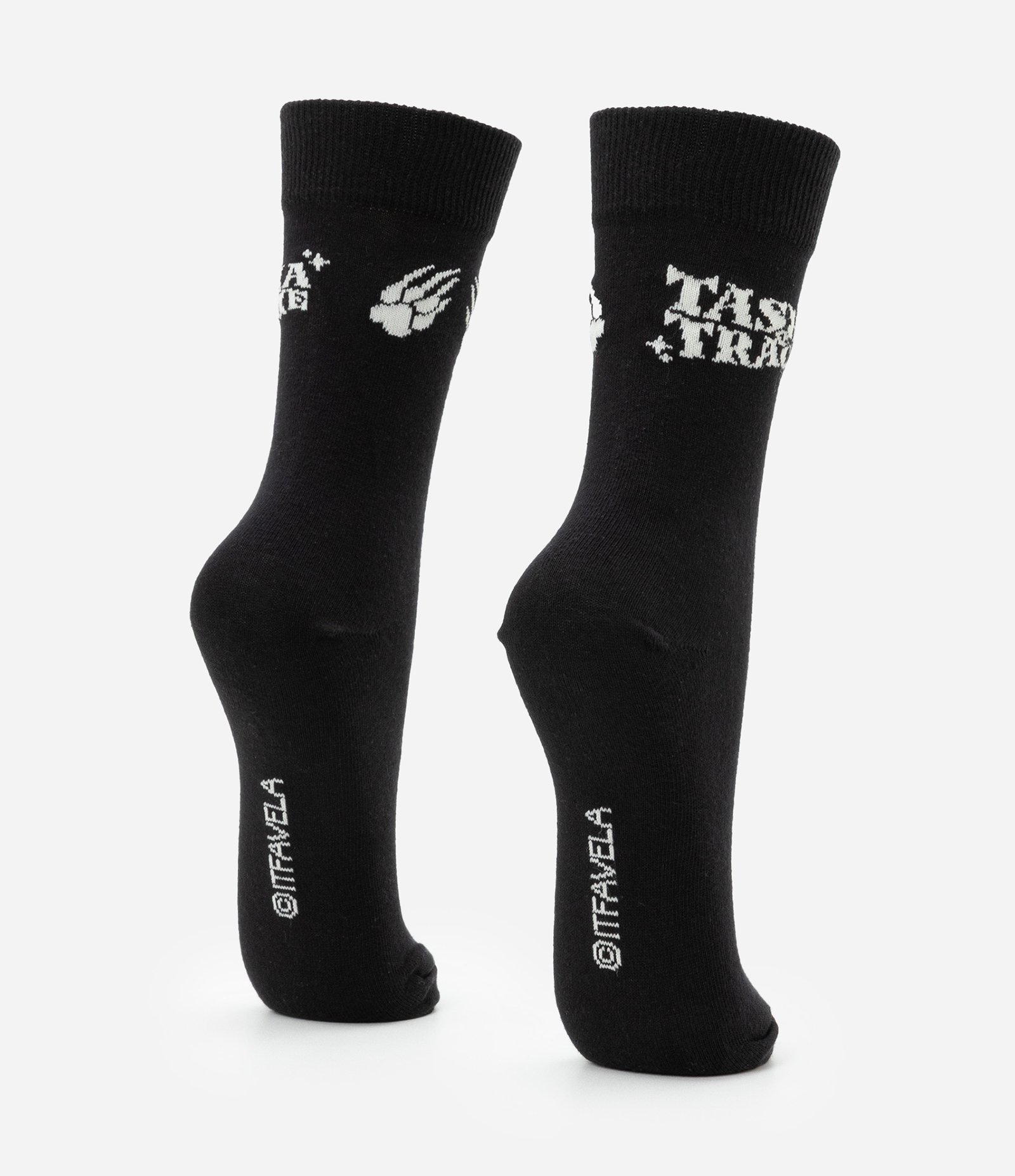 Meia Cano Alto em Algodão com Estampa Tasha e Tracie Preto 3