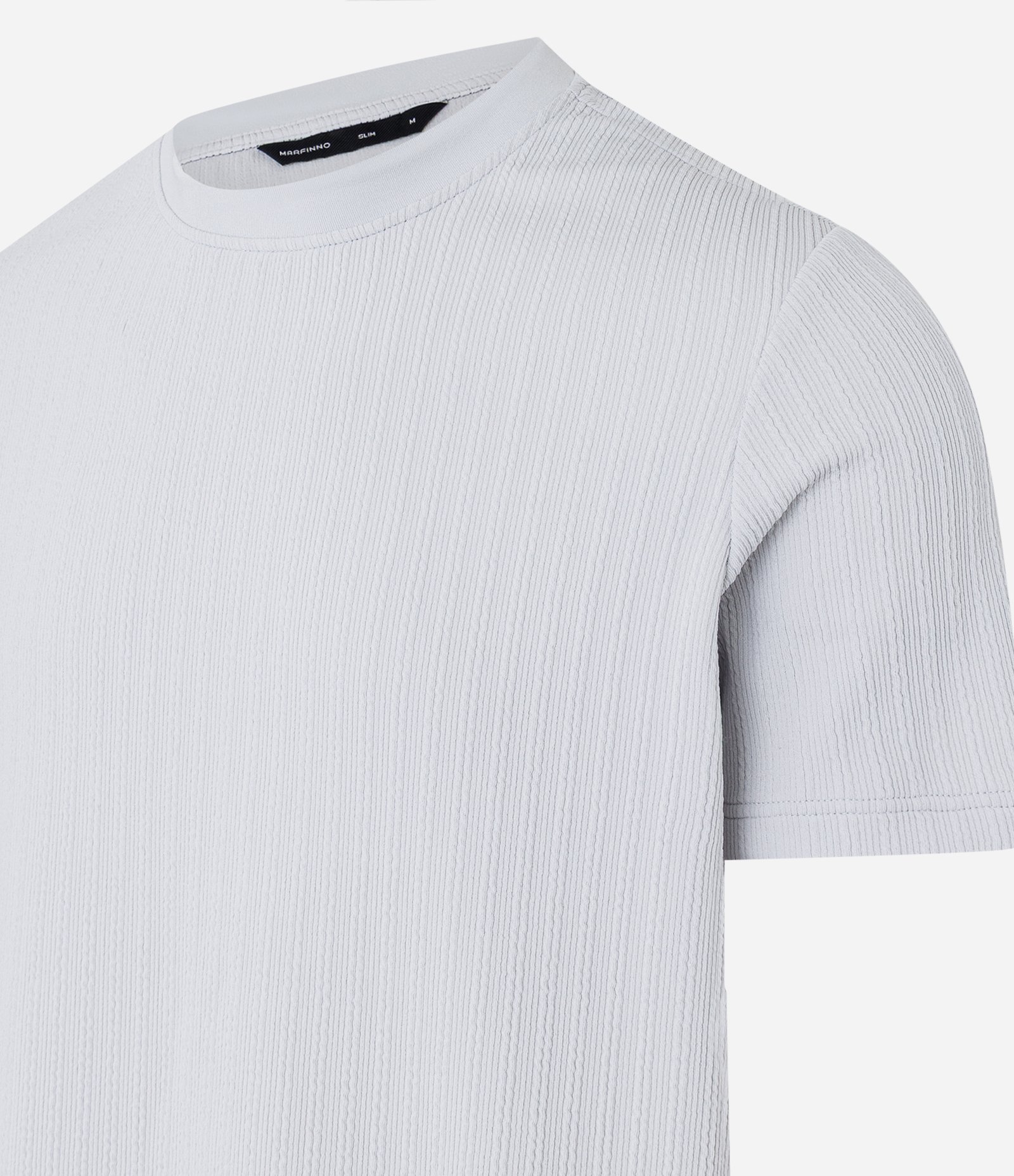 Camiseta Slim com Textura Vertical Cinza 7