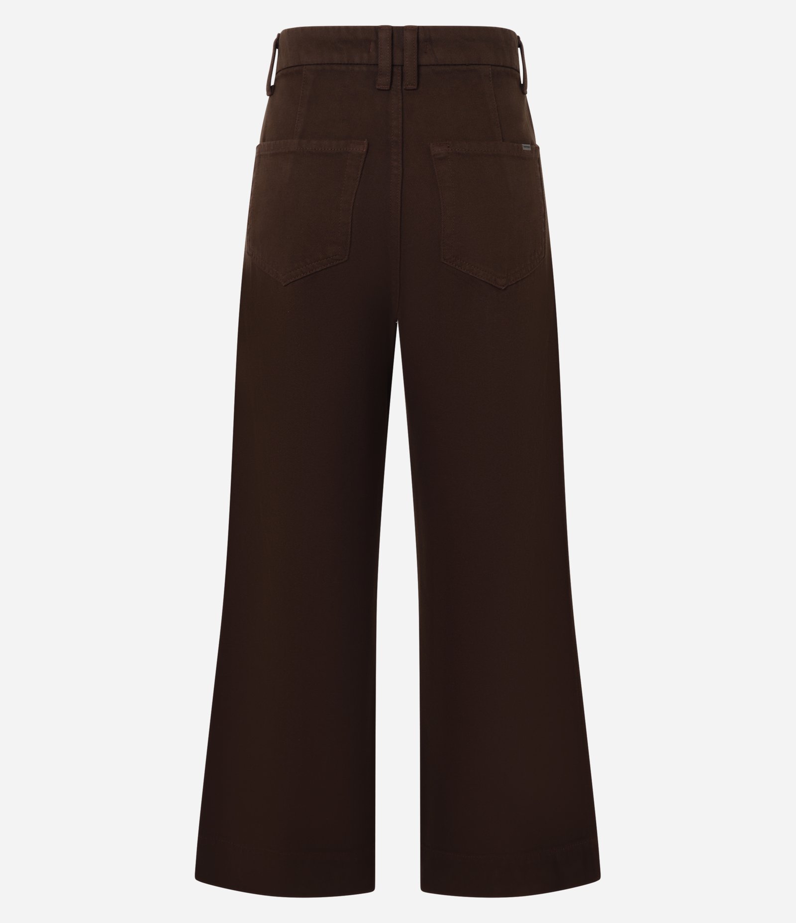 Calça Wide Leg em Sarja com Friso Frontal Marrom 6
