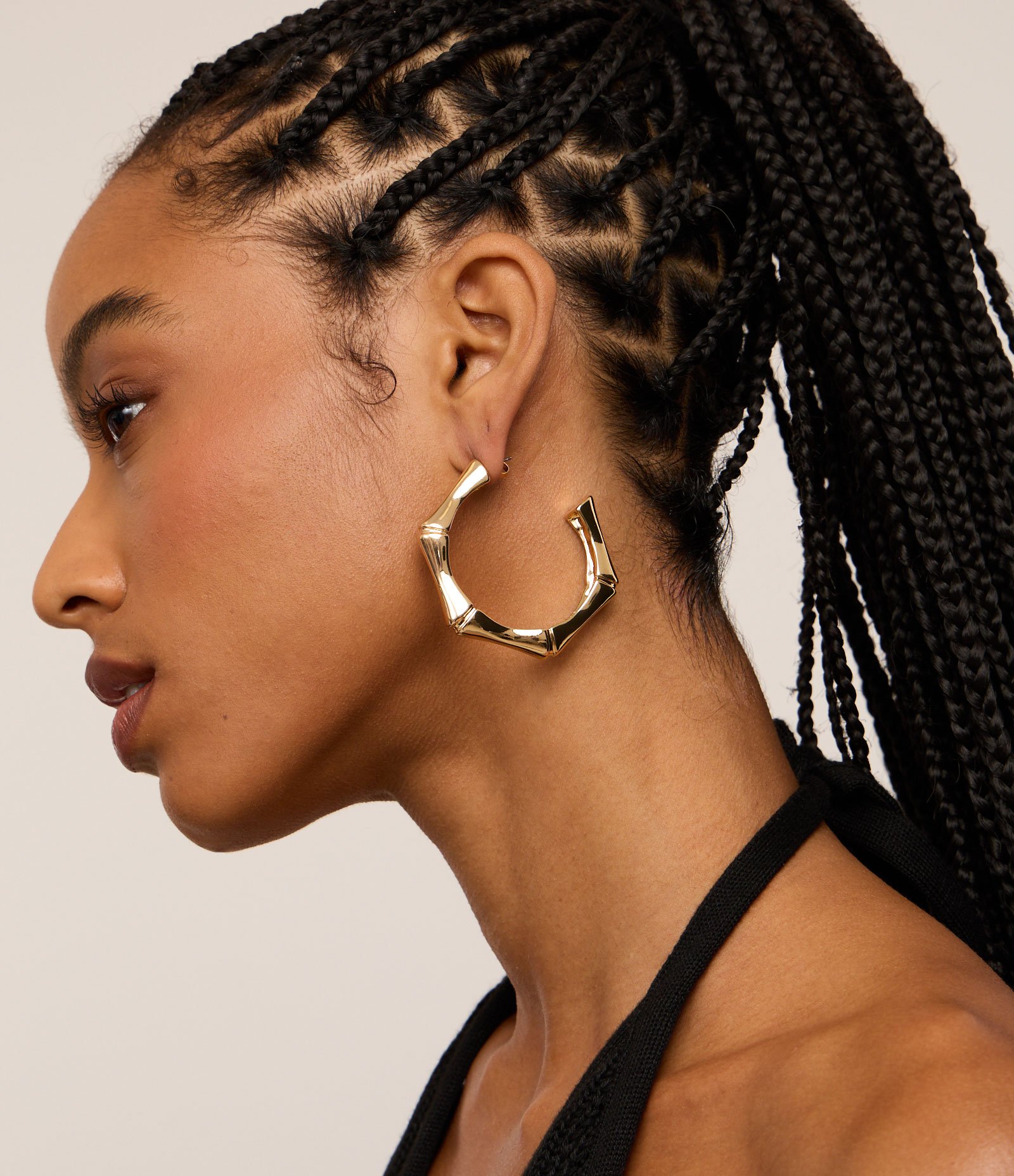 Maxi Argola em Metal com Formato Bambu Dourado 1