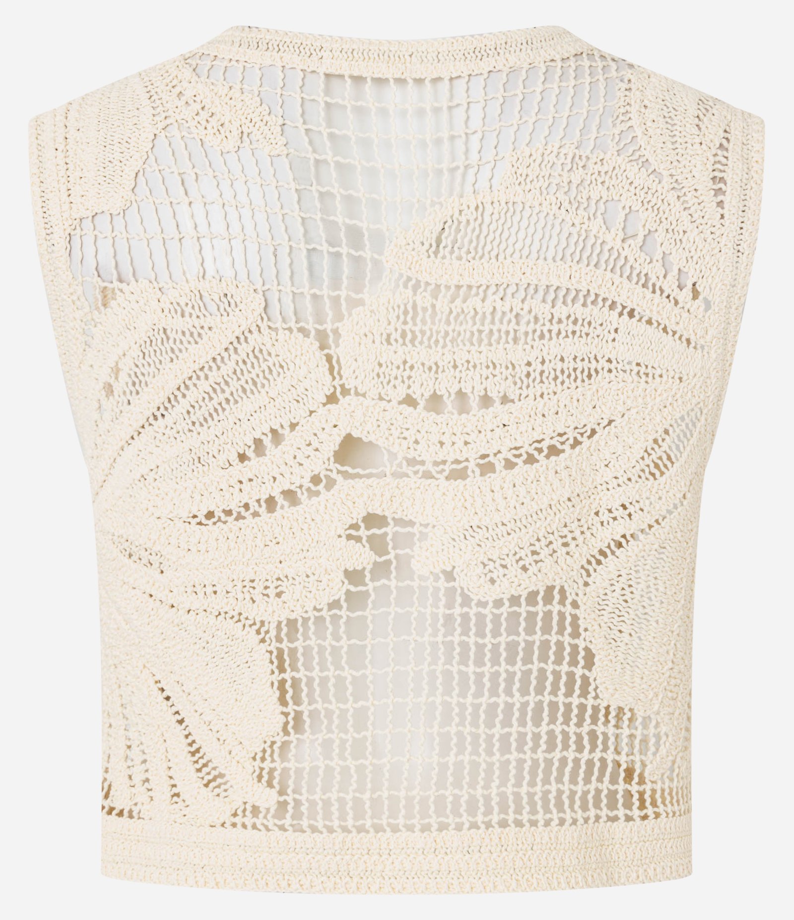 Blusa em Tricô com Ponto Vazado e Bordado Floral Bege 9