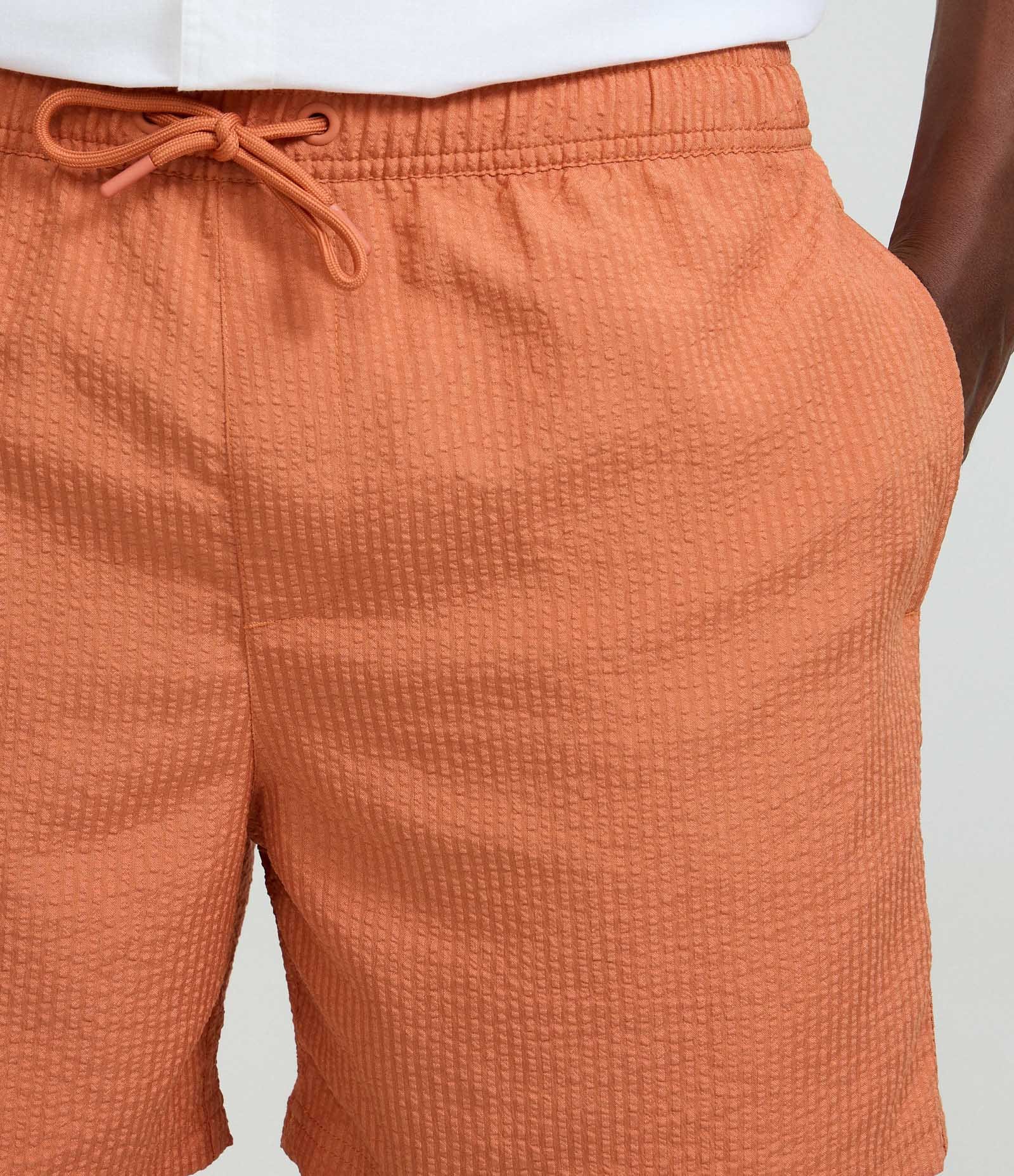 Bermuda de Praia em Anarruga com Textura Laranja 4