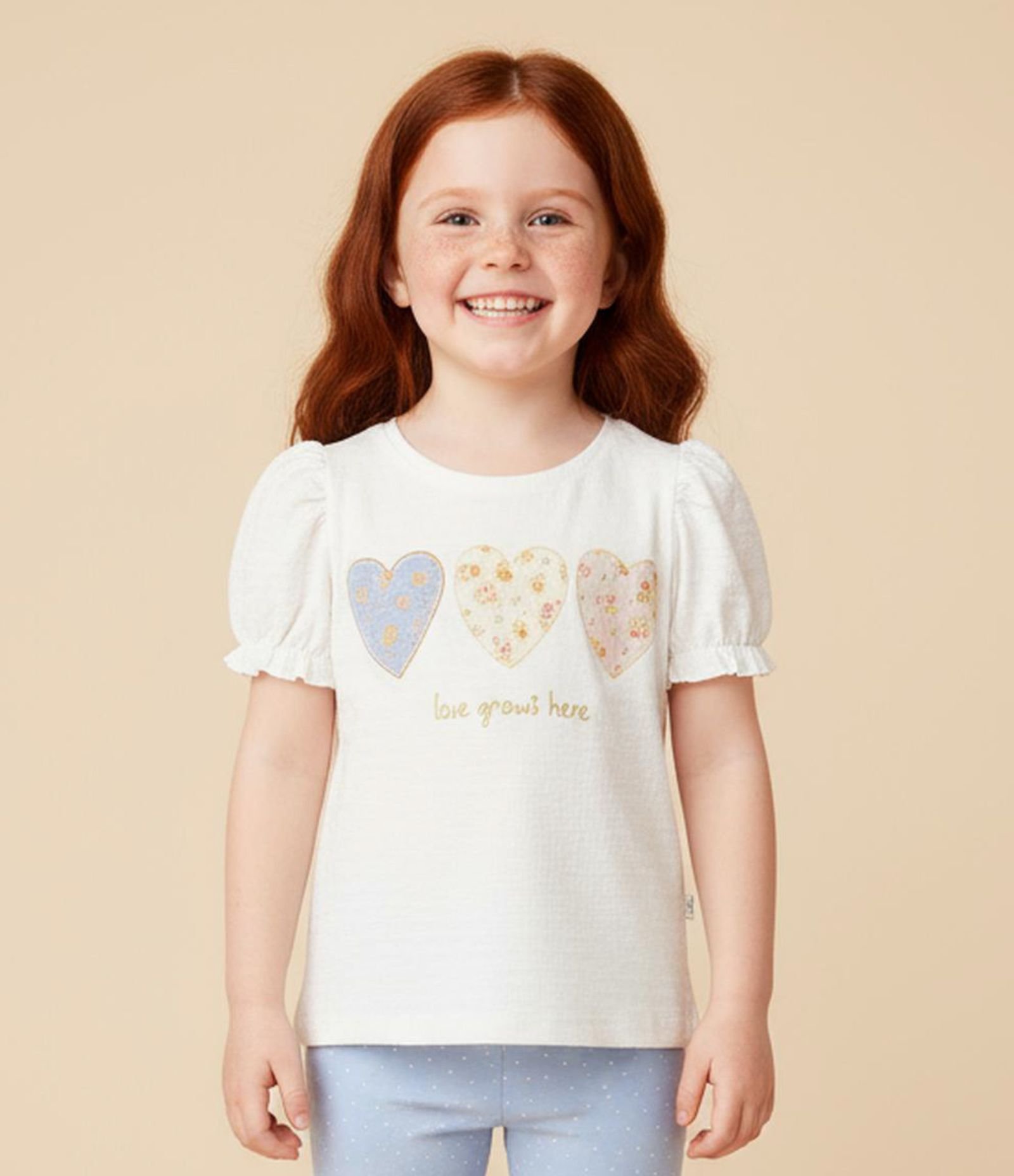 Blusa Infantil Texturizada com Manga Bufante - Tam 1 a 6 Anos Branco 1