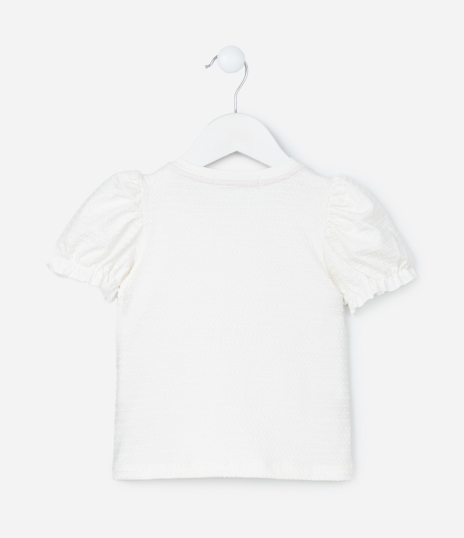 Blusa Infantil Texturizada com Manga Bufante - Tam 1 a 6 Anos Branco 3