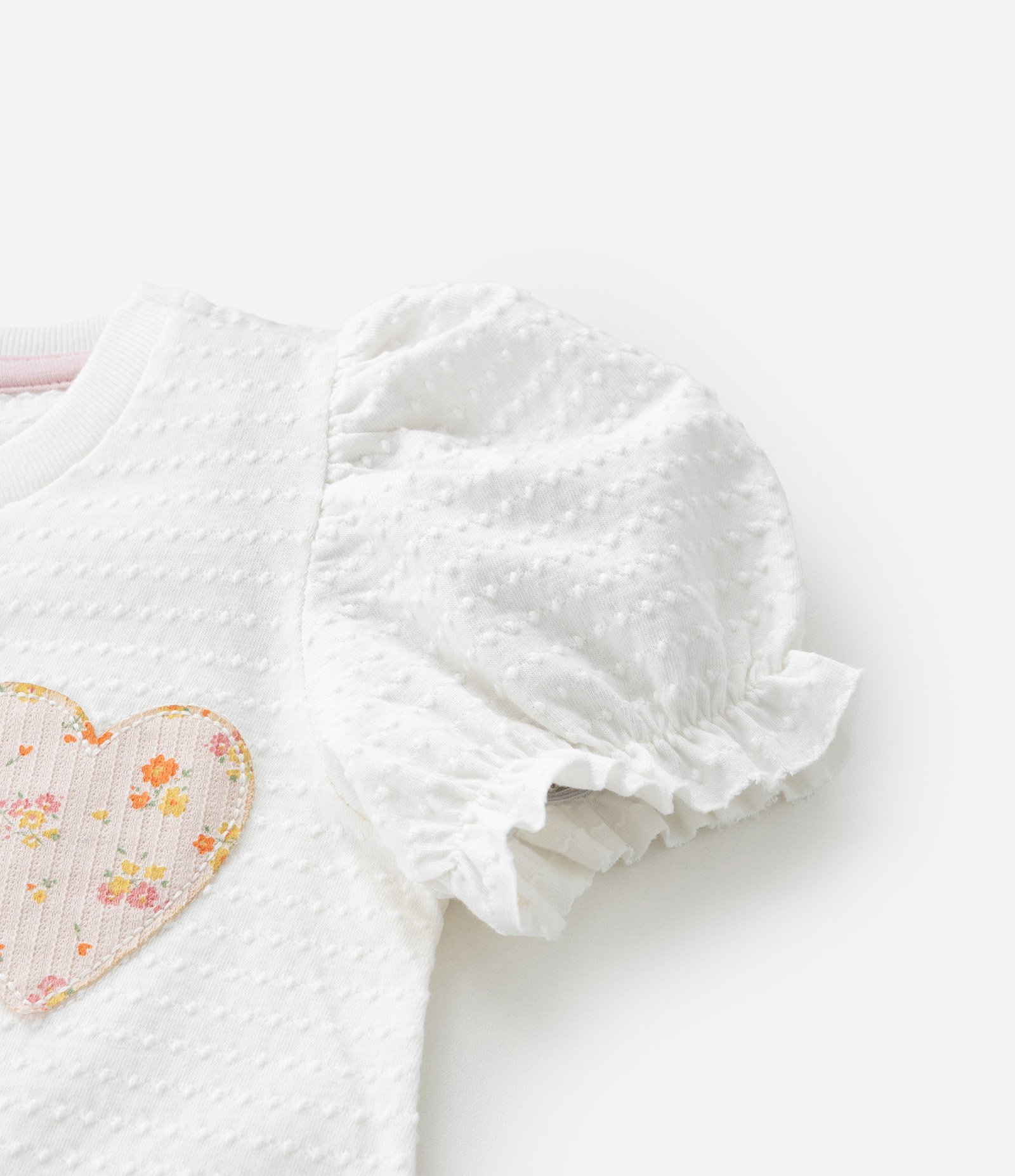 Blusa Infantil Texturizada com Manga Bufante - Tam 1 a 6 Anos Branco 6