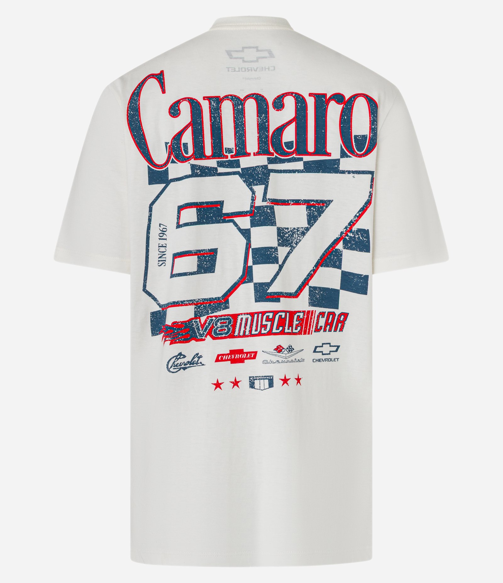 Camiseta Alongada em Algodão com Estampa Frente e Costas Camaro Branco 6