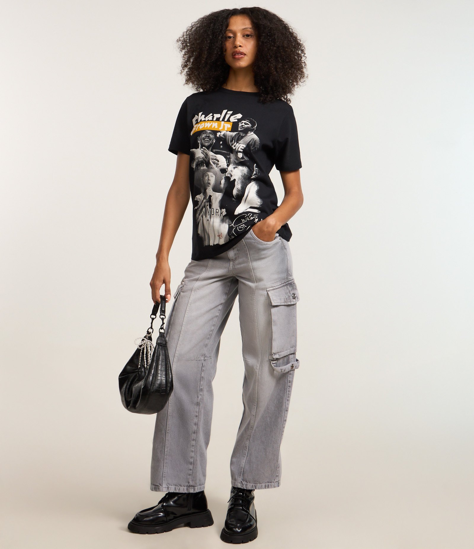 Camiseta Alongada em Algodão com Estampa CBJR Frente e Costas Preto 3