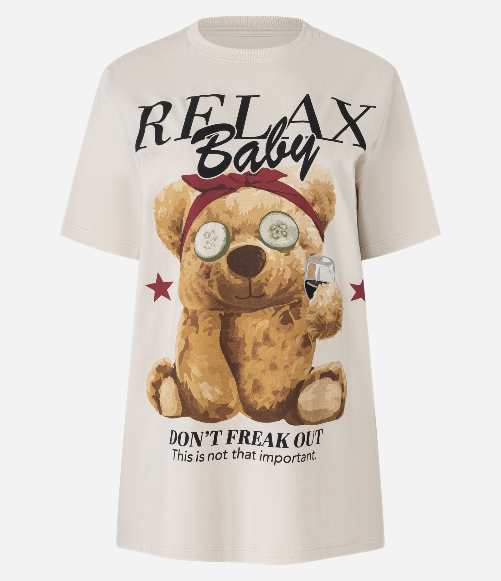 Camiseta T-shirt em Algodão com Estampa de Urso Relax Baby Bege 5