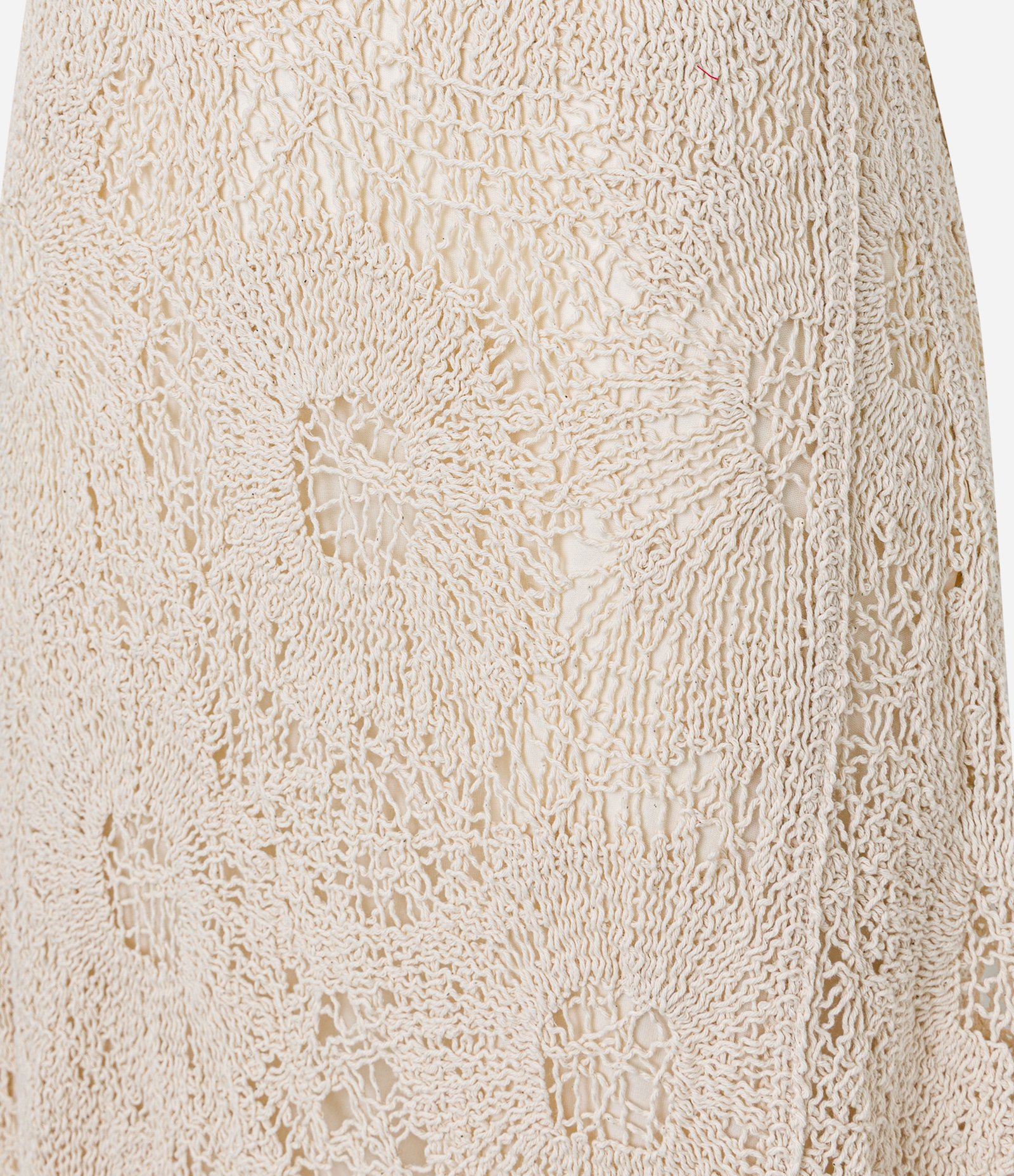 Saia Long Midi em Tricô com Ponto Teia e Recortes Bege 6