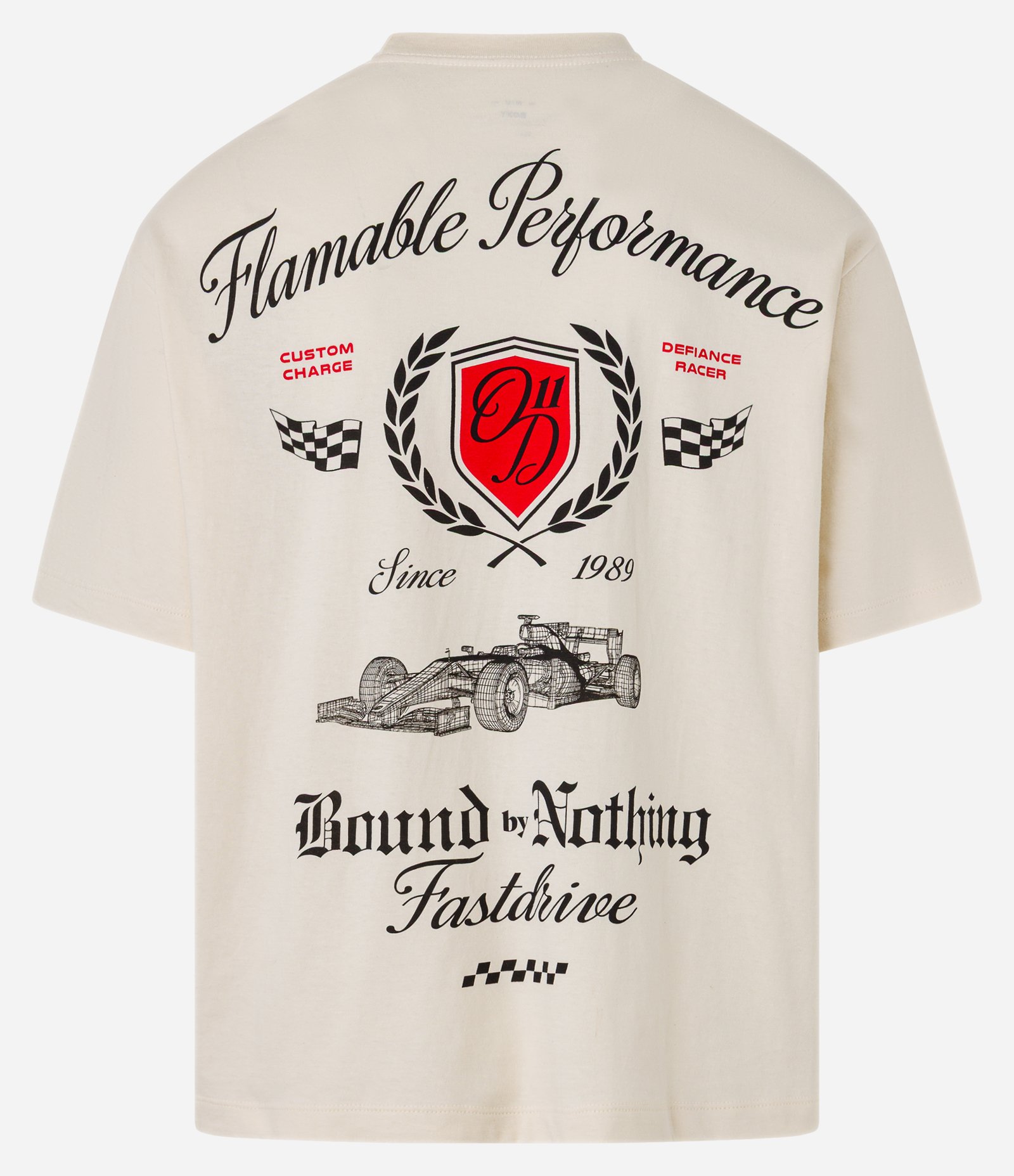 Camiseta Boxy em Algodão com Estampa de Automobilismo Bege 6