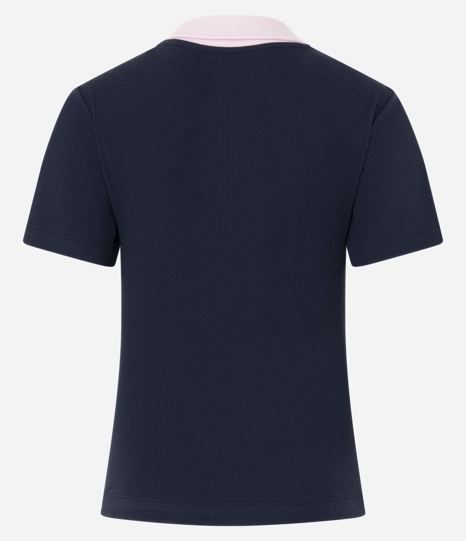 Blusa Canelada em Ribana com Gola Polo Contrastante #121D2D 7