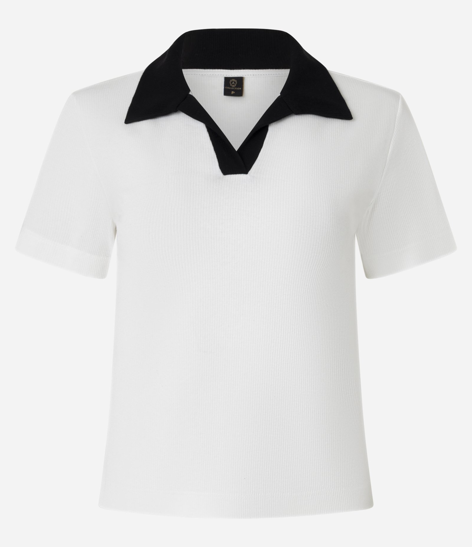 Blusa Canelada em Ribana com Gola Polo Contrastante Off White 5