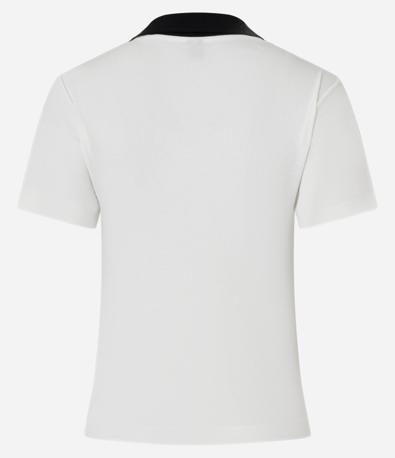 Blusa Canelada em Ribana com Gola Polo Contrastante Off White 7