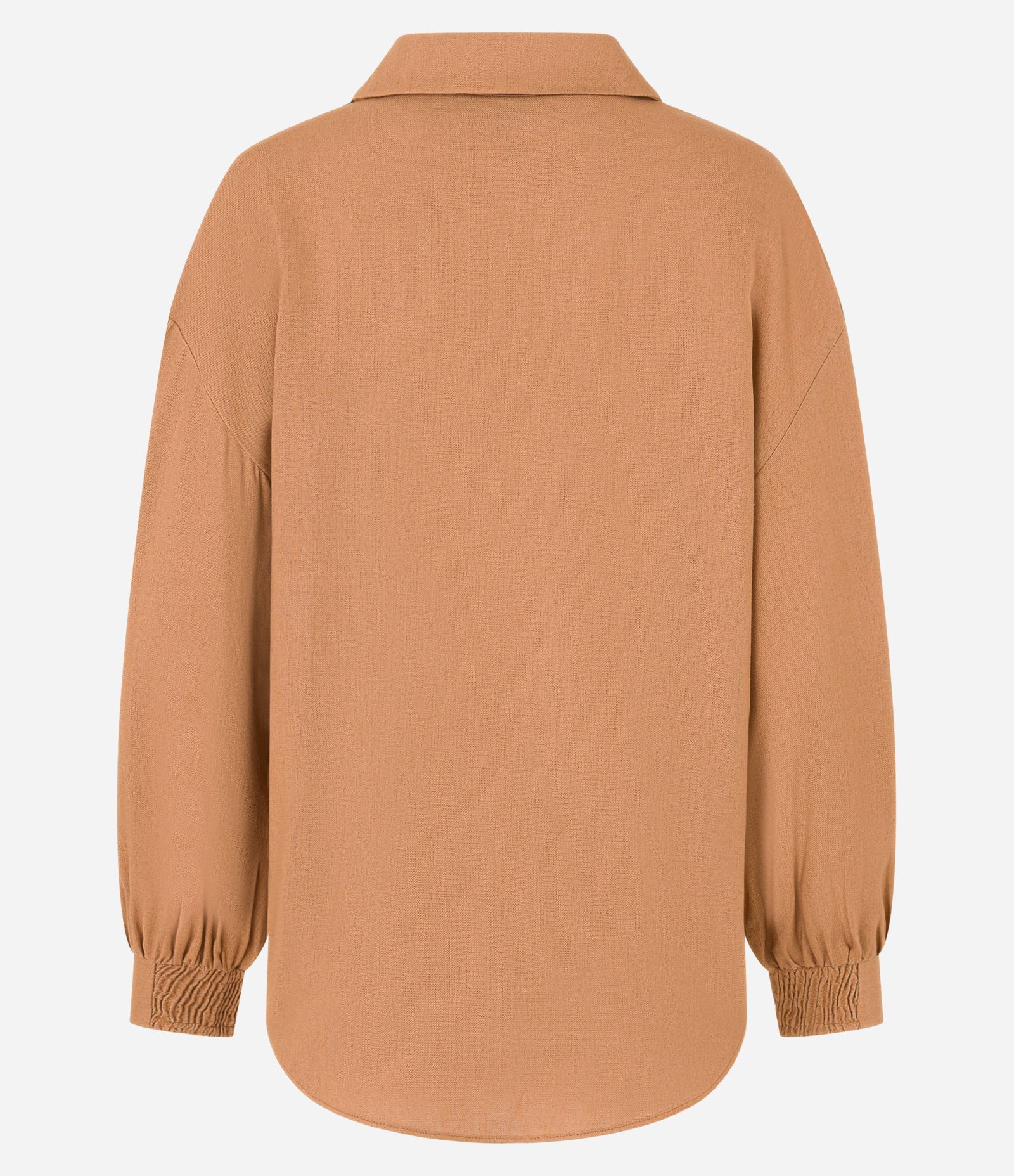 Camisa Oversized em Viscose e Linho com Botões Marrom Caramelo 7