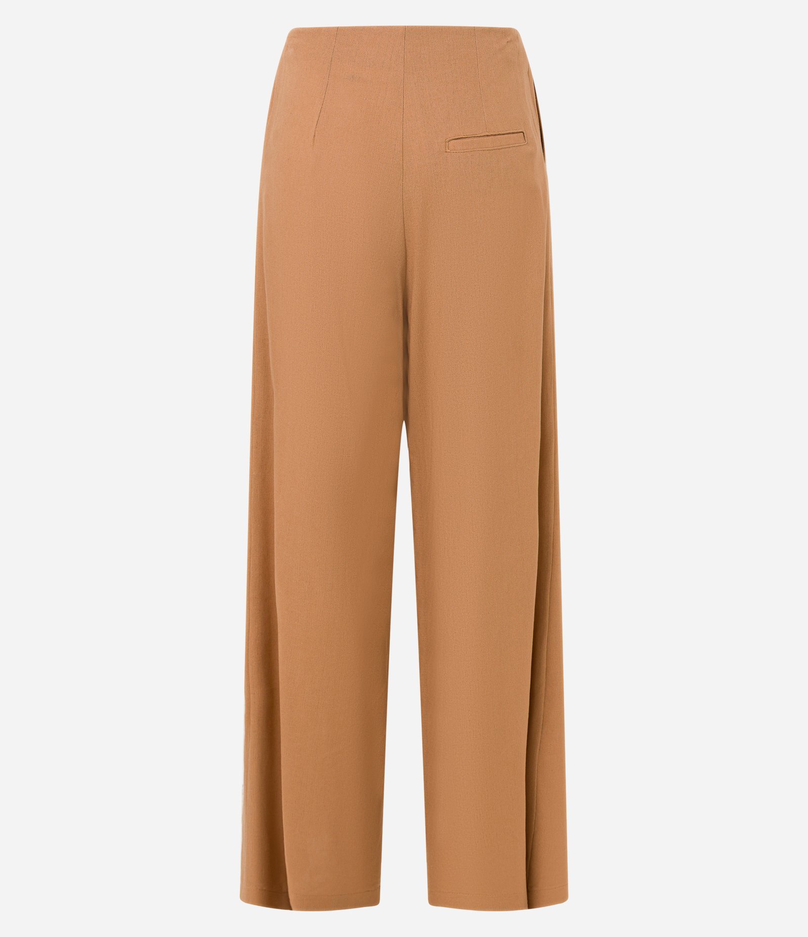 Calça Reta em Viscolinho com Pregas Caramelo 7