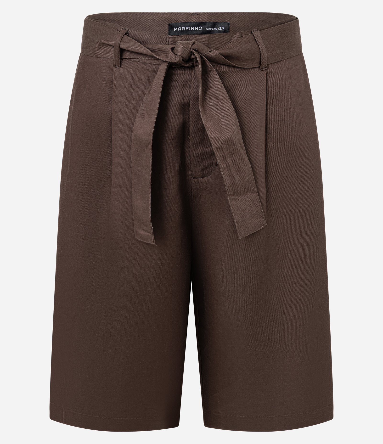 Bermuda Baggy em Linho Encerado com Amarração Alfaiatada Marrom 7