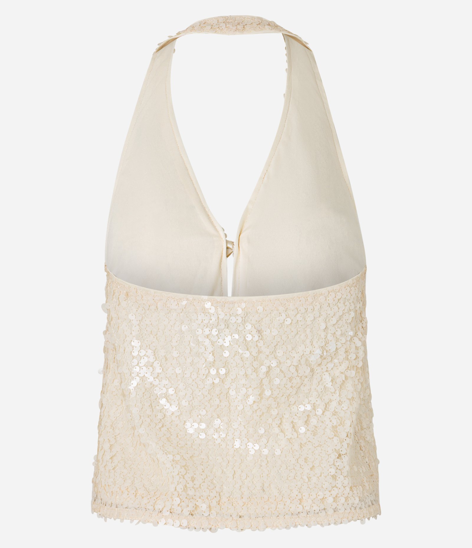 Blusa Frente Única em Paetê com Decote em V e Amarração Prata 8