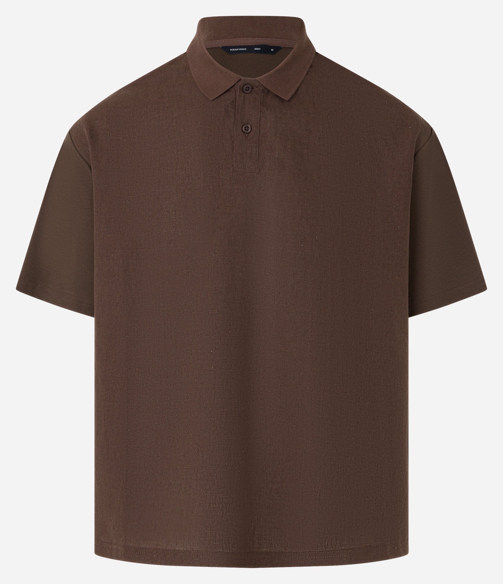 Camisa Polo Boxy em Linho e Malhão Marrom 9