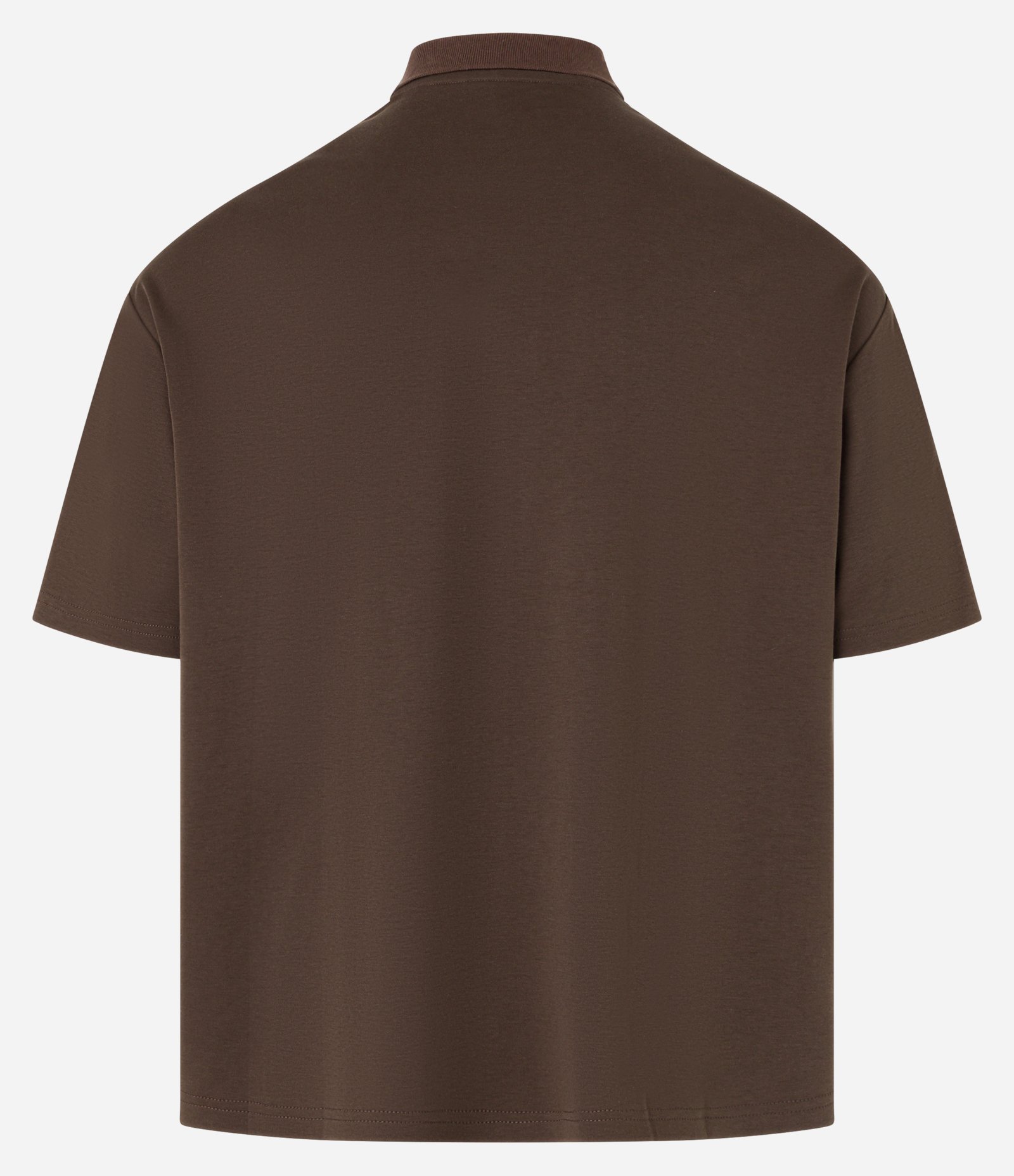 Camisa Polo Boxy em Linho e Malhão Marrom 10