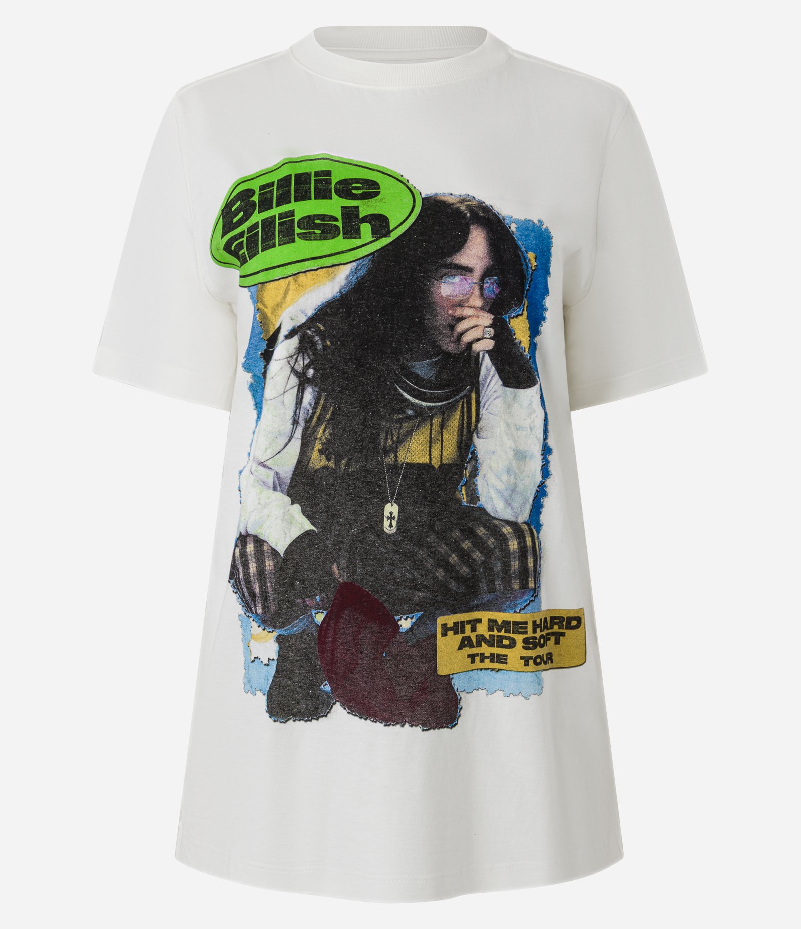 Camiseta Alongada em Algodão com Estampa Billie Eilish Branco 5