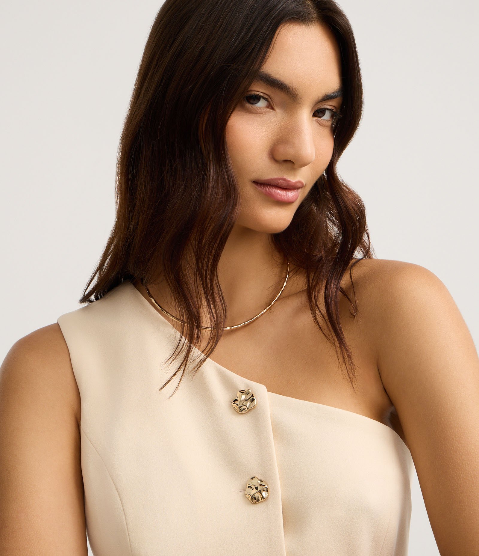 Blusa Ombro Só em Crepe com Botões Martelados Rosa 3