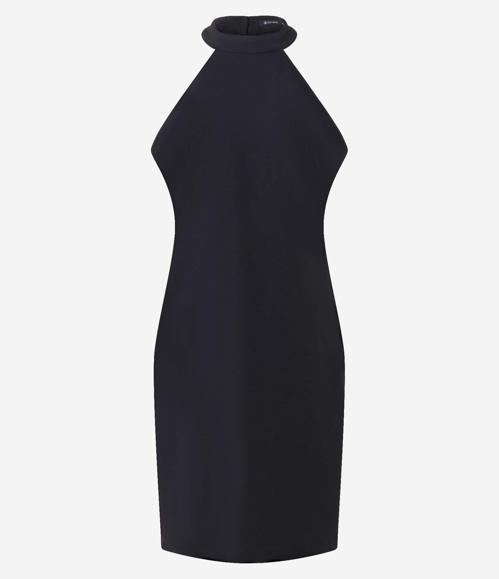 Vestido Curto em Crepe com Gola Halter Preto 6