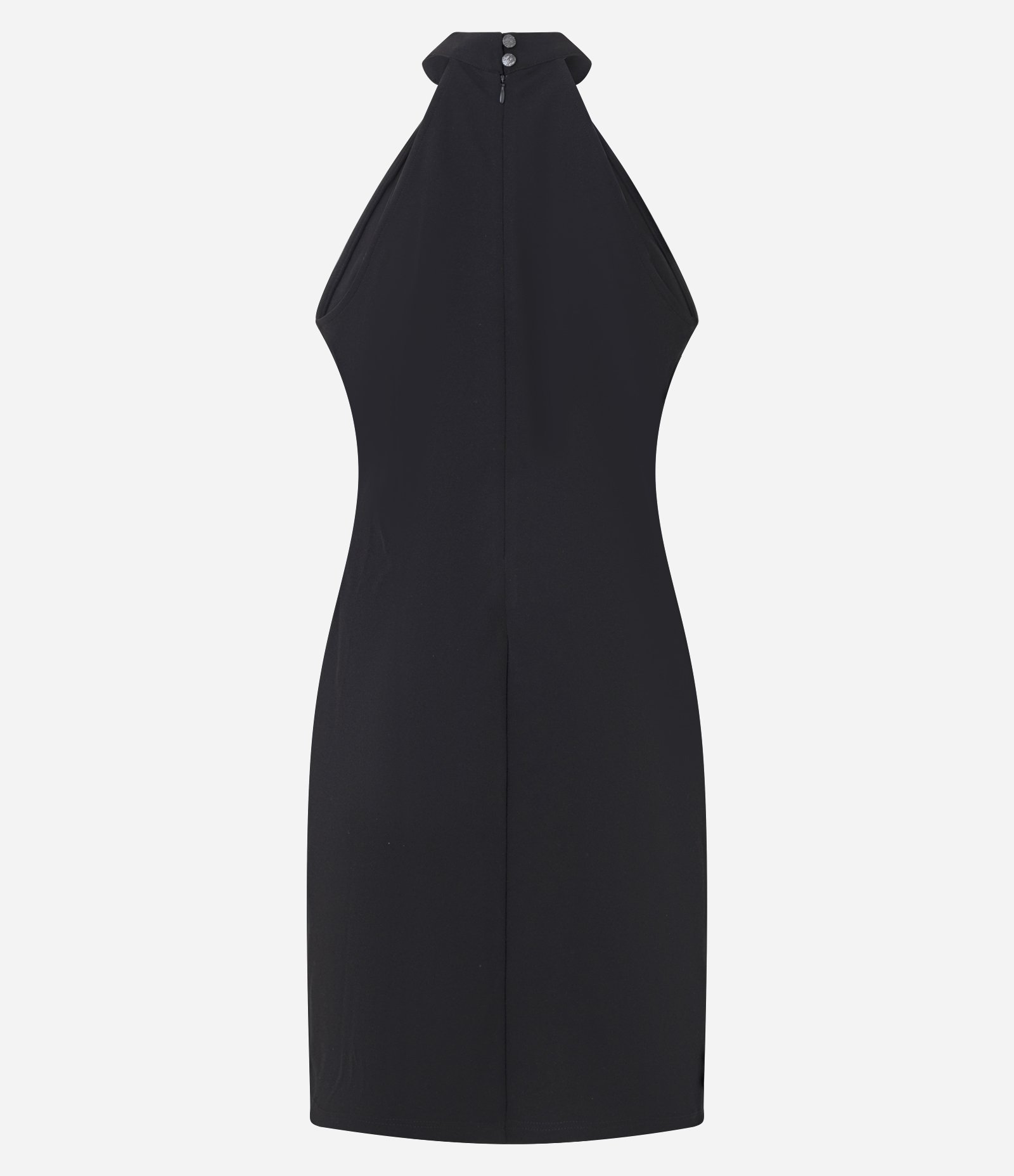 Vestido Curto em Crepe com Gola Halter Preto 7