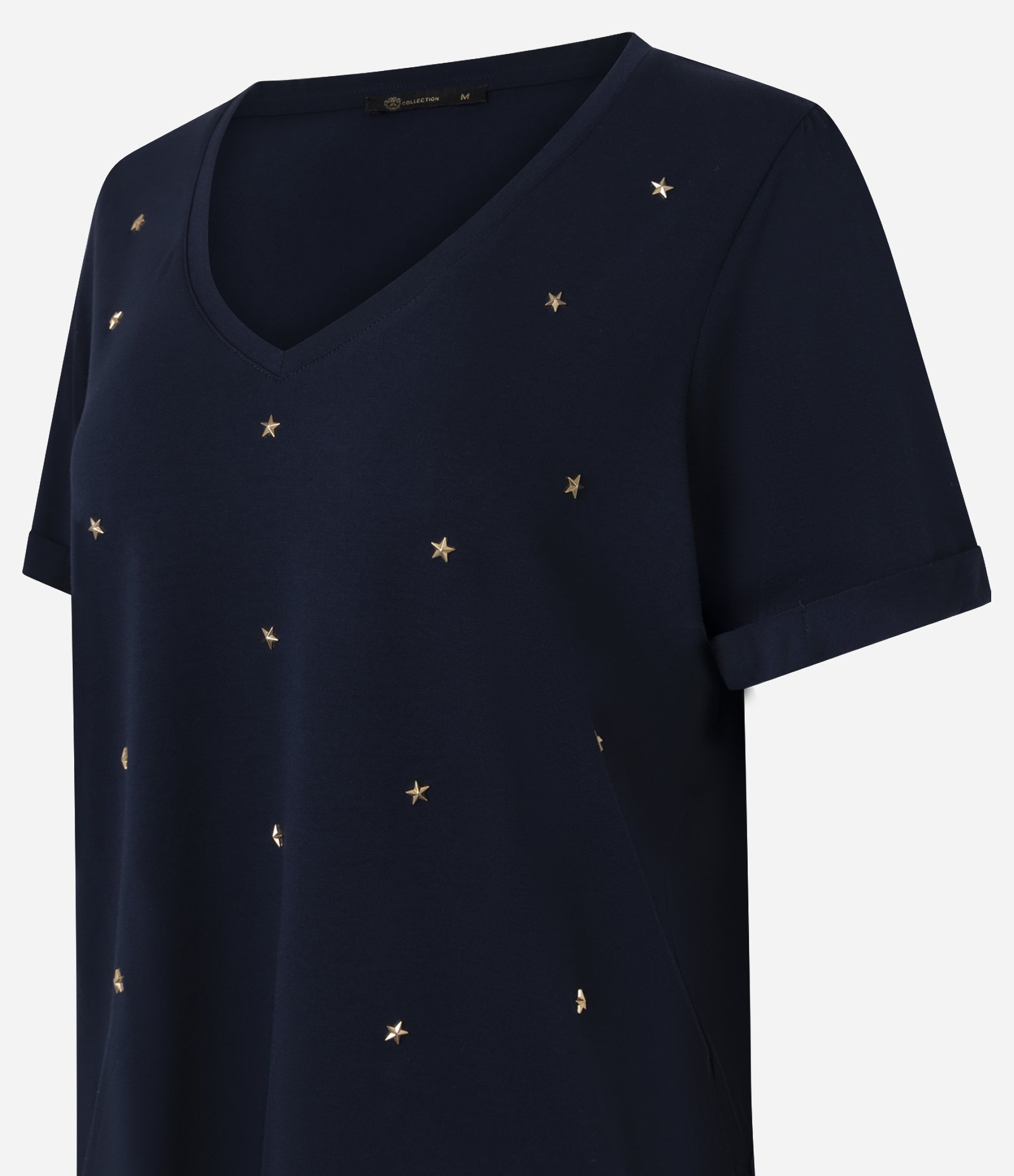 Blusa em Viscolycra com Ícones Metalizados Azul Marinho com Estrelas 2