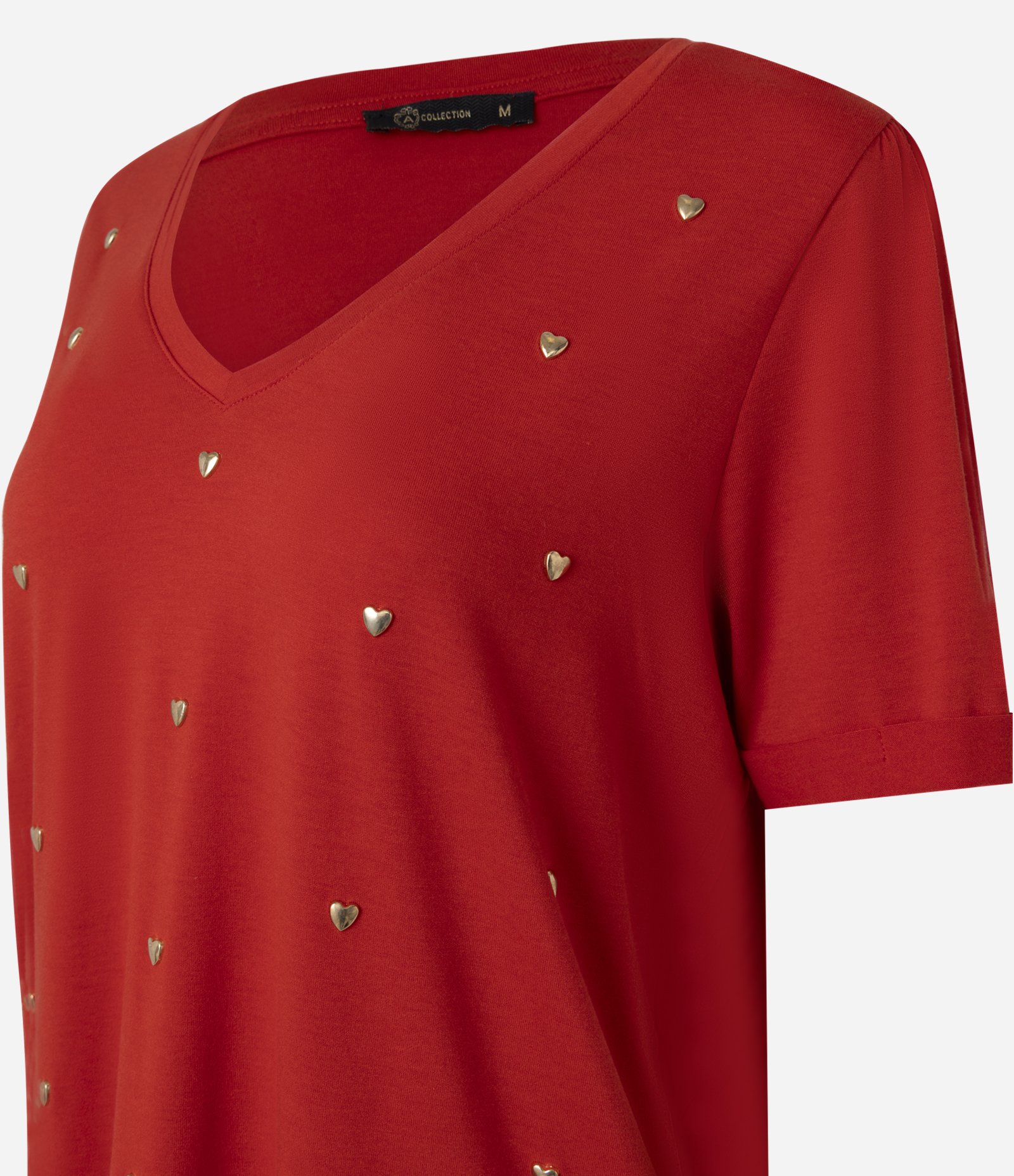 Blusa em Viscolycra com Ícones Metalizados Vermelho com Corações 2