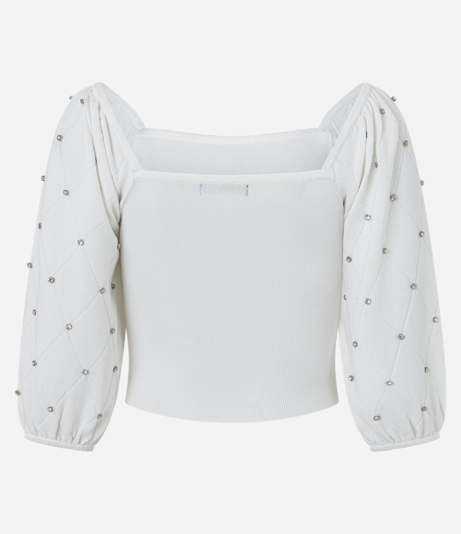 Blusa em Tricô com Brilho e Textura na Manga Bufamte Off White 7