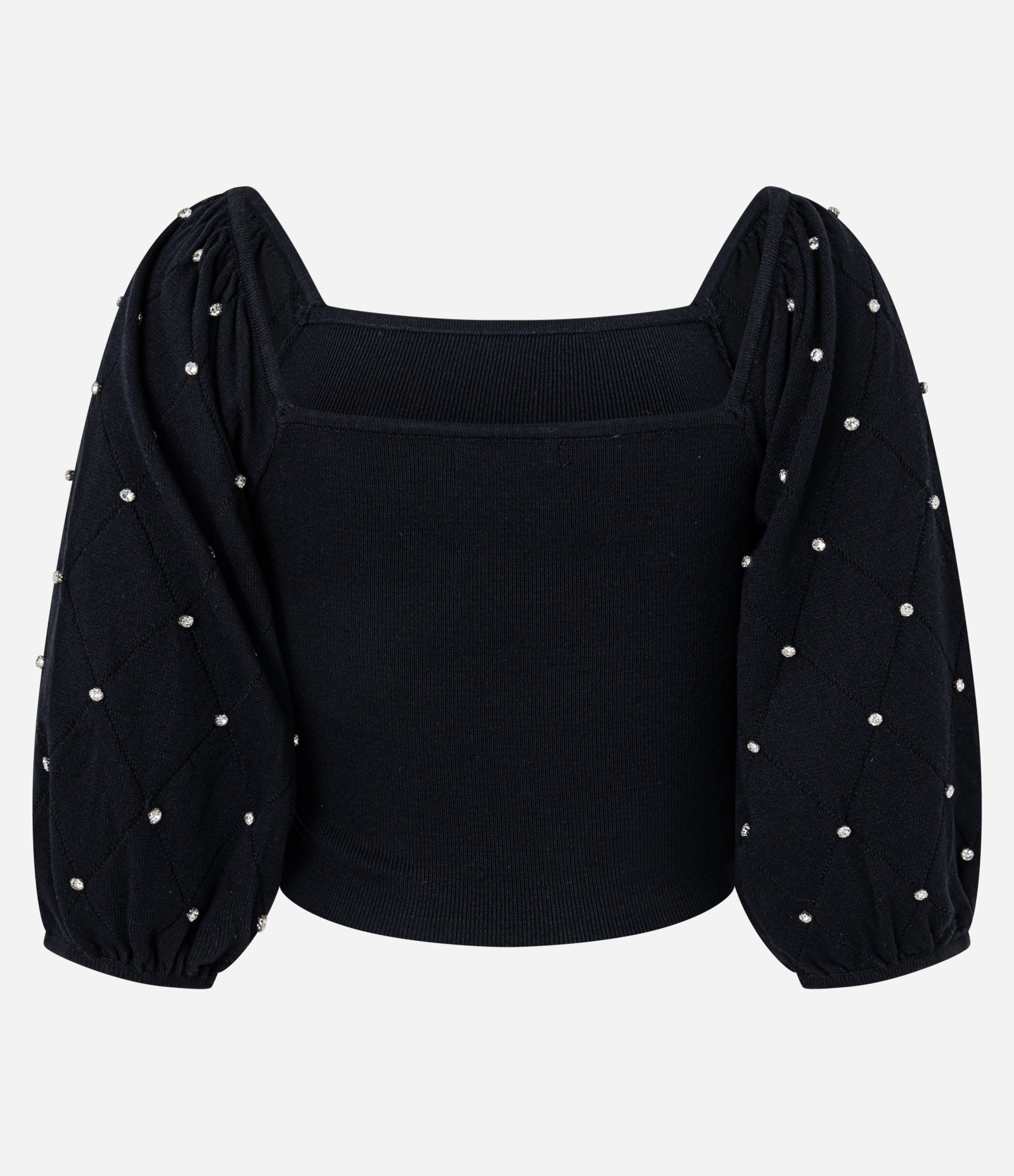 Blusa em Tricô com Brilho e Textura na Manga Bufamte Preto 6