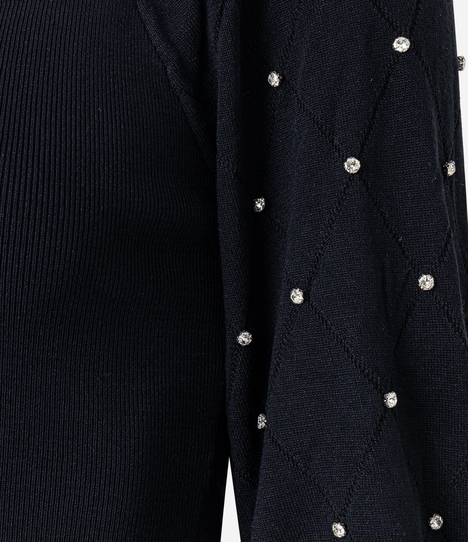 Blusa em Tricô com Brilho e Textura na Manga Bufamte Preto 7