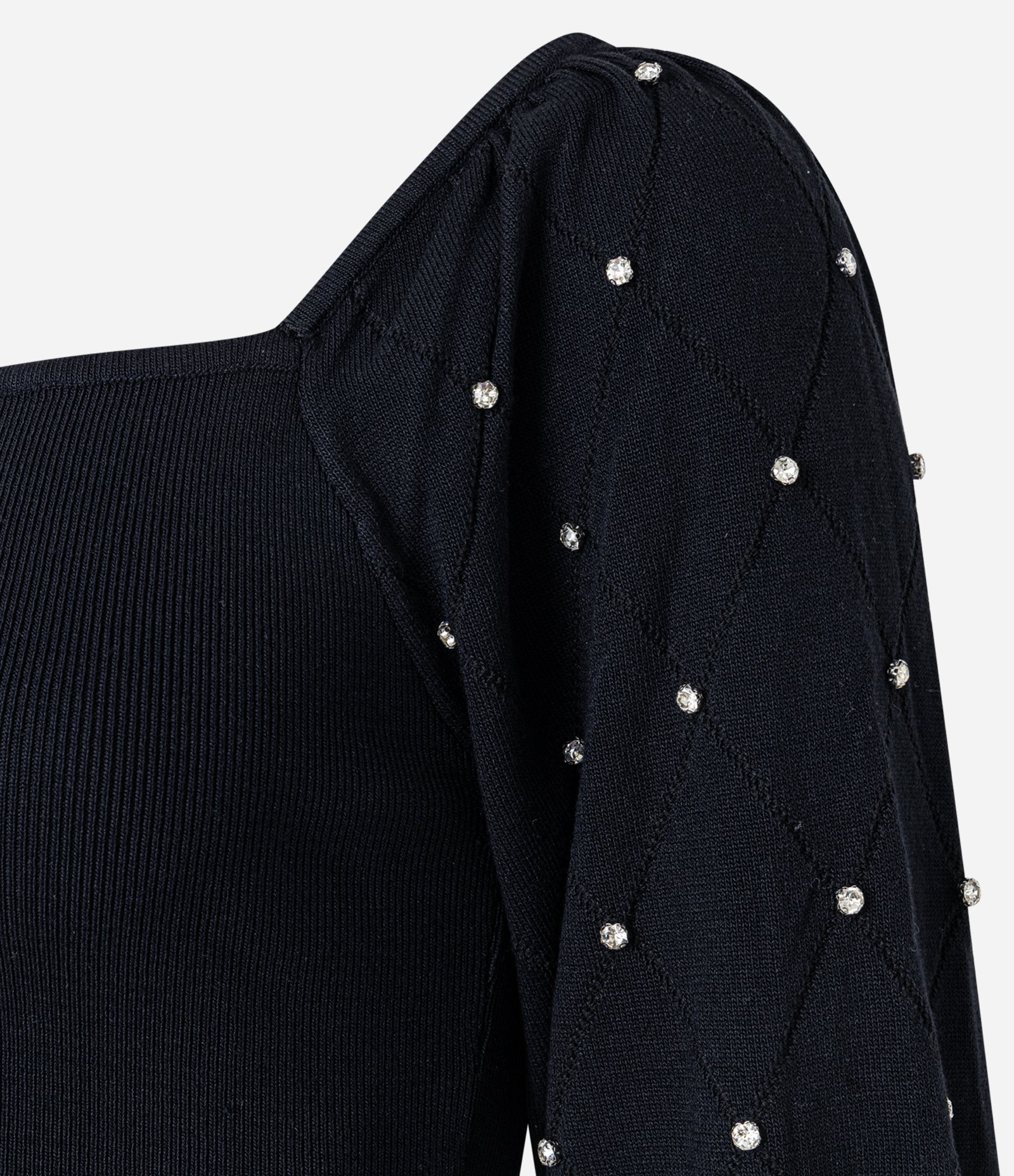 Blusa em Tricô com Brilho e Textura na Manga Bufamte Preto 8