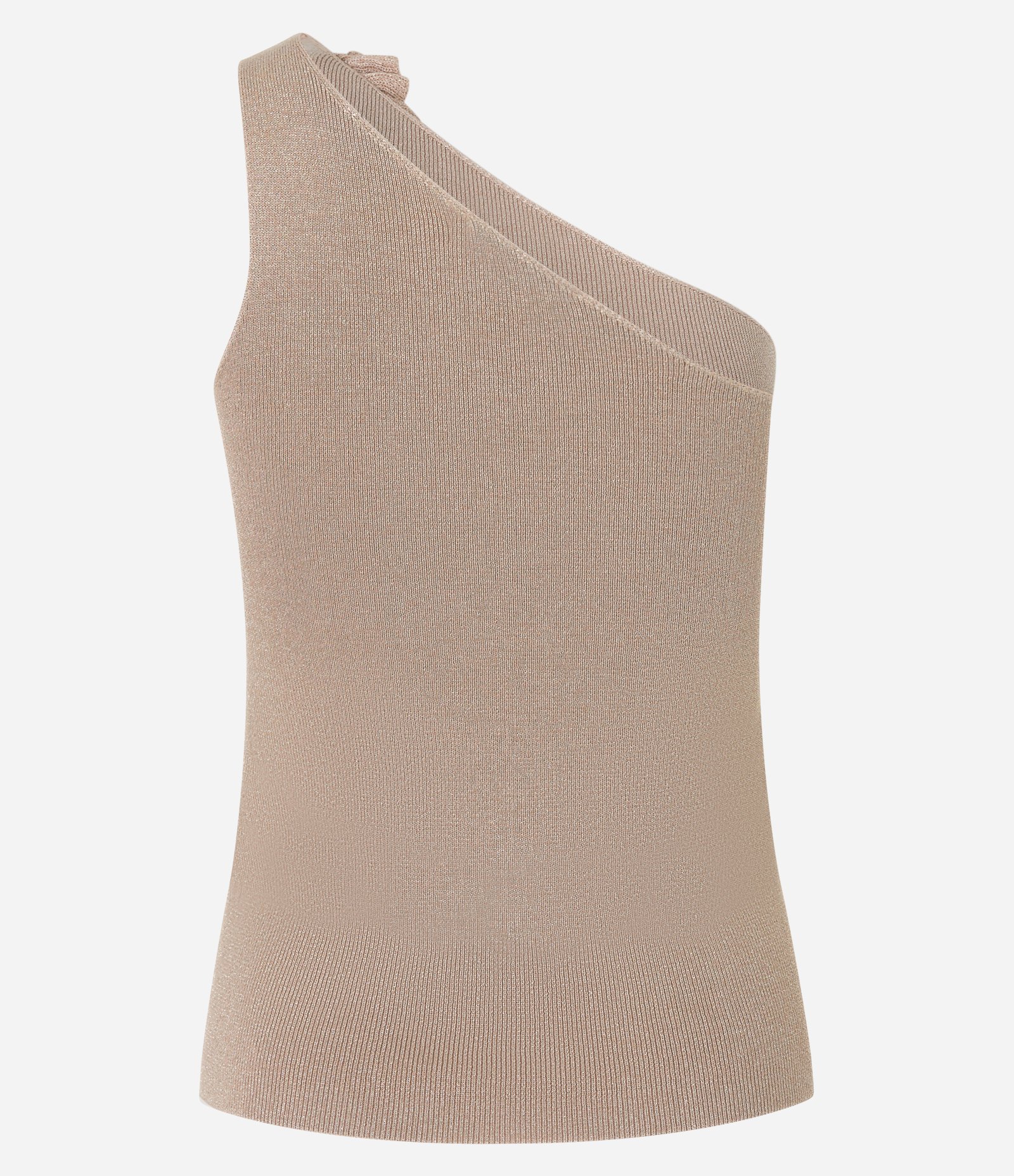 Blusa Ombro Só em Tricô com Flor no Ombro Bege 4